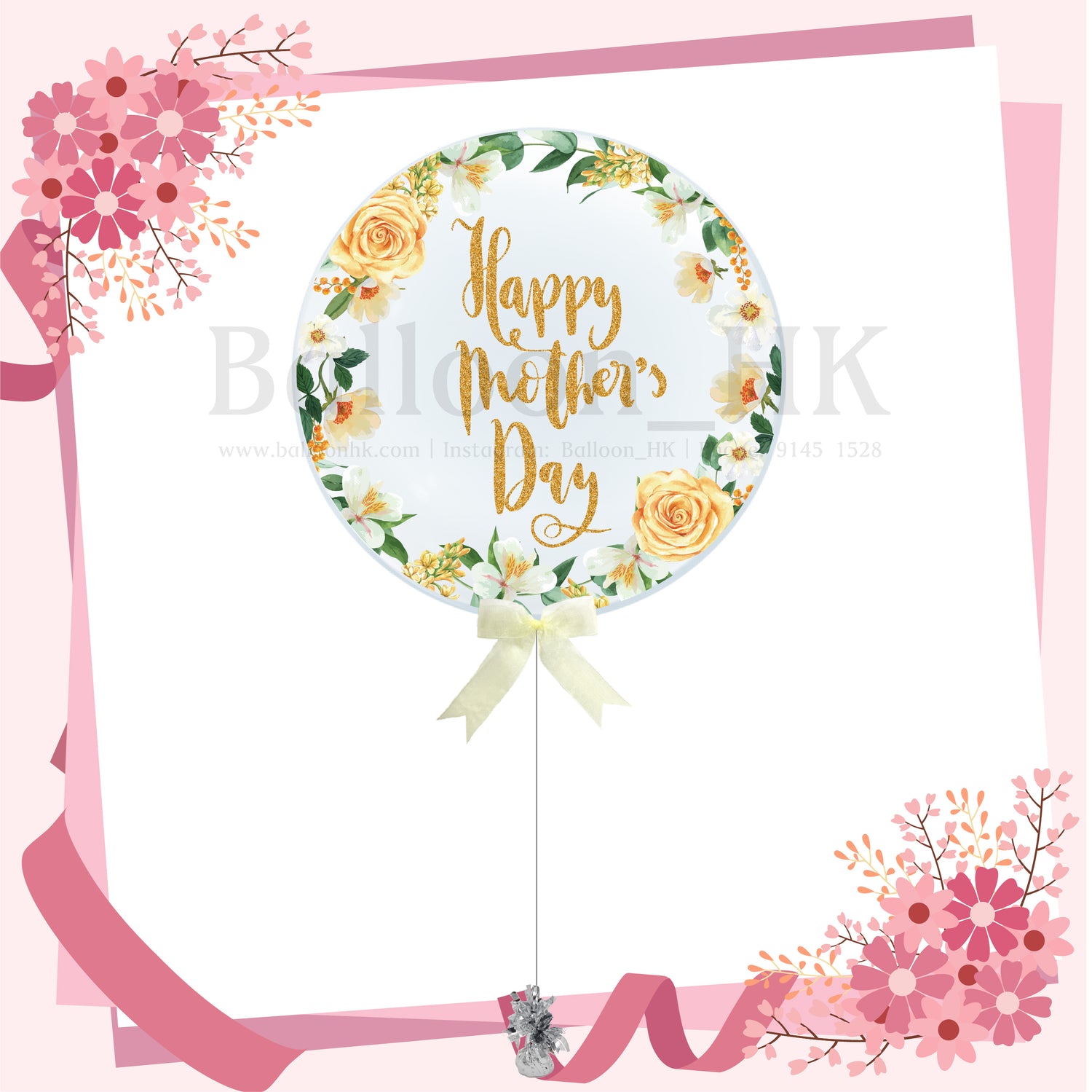 24" 彩印空心水晶氣球 - Full Print - 母親節