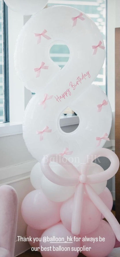 蝴蝶結氣球 | 數字 | 粉紅色氣球 | 生日 | BALLOONHK 氣球專門店|