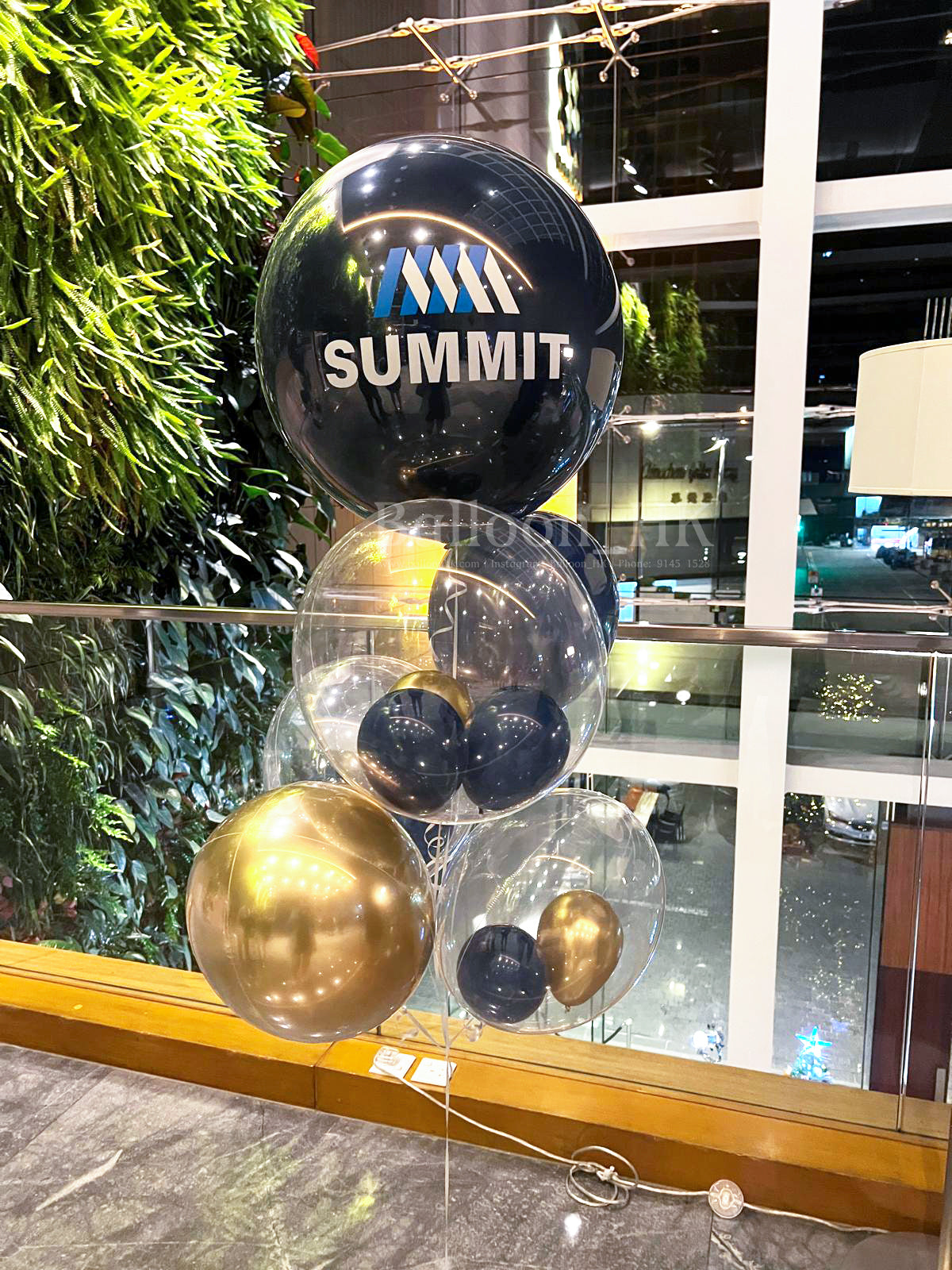 SUMMIT高峰會深藍金屬金客製Logo氣球束