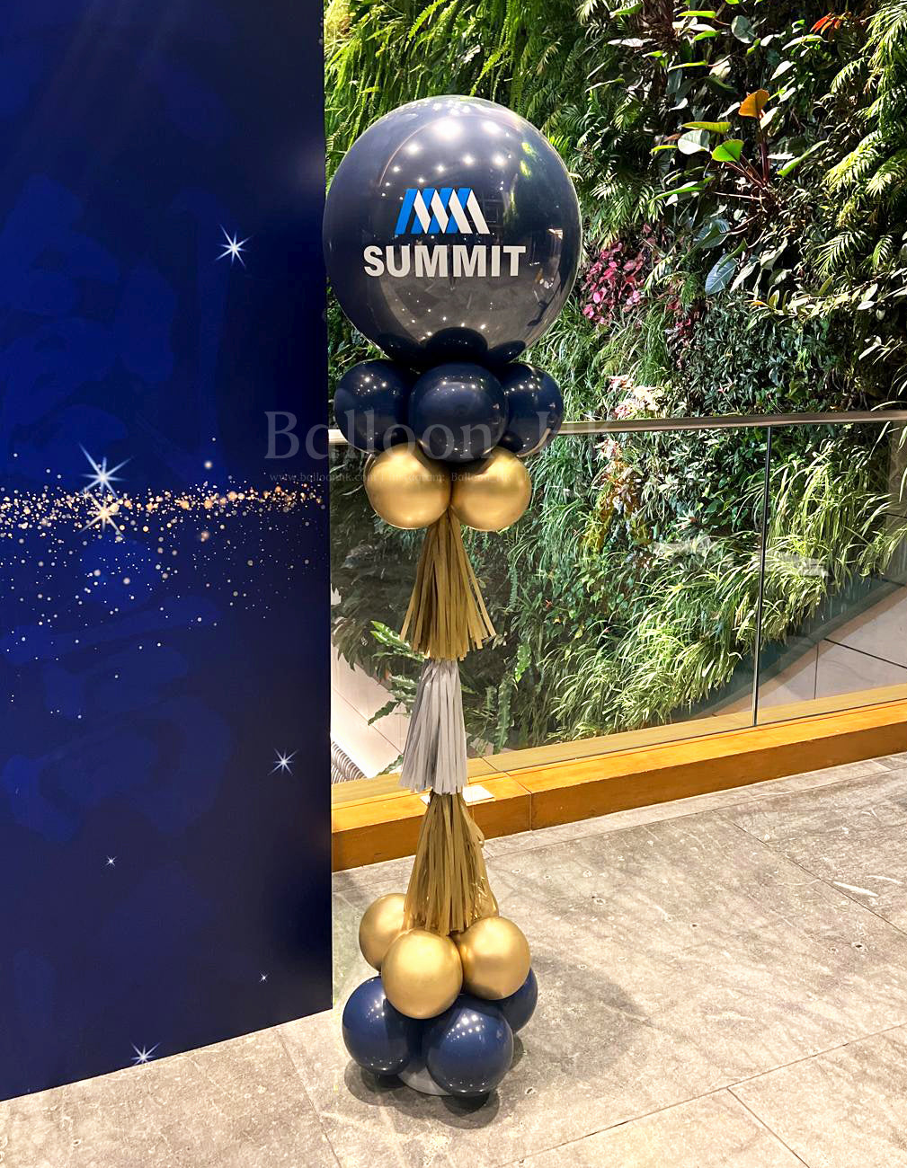 SUMMIT高峰會|氣球柱|客製Logo|海軍藍金屬金