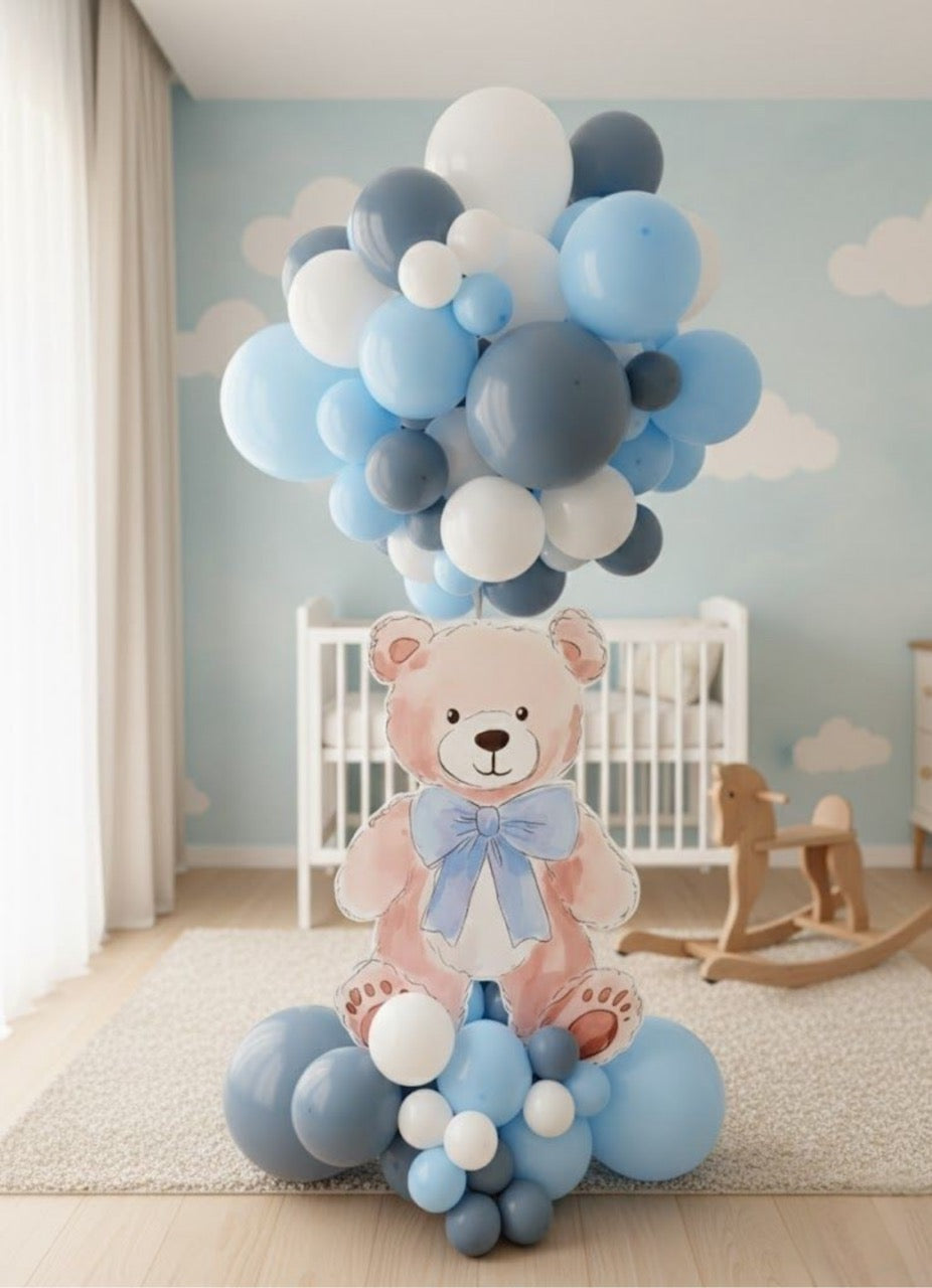 男寶寶生日及百日宴氣球佈置 | 溫馨小熊氣球柱 | 氣球底座