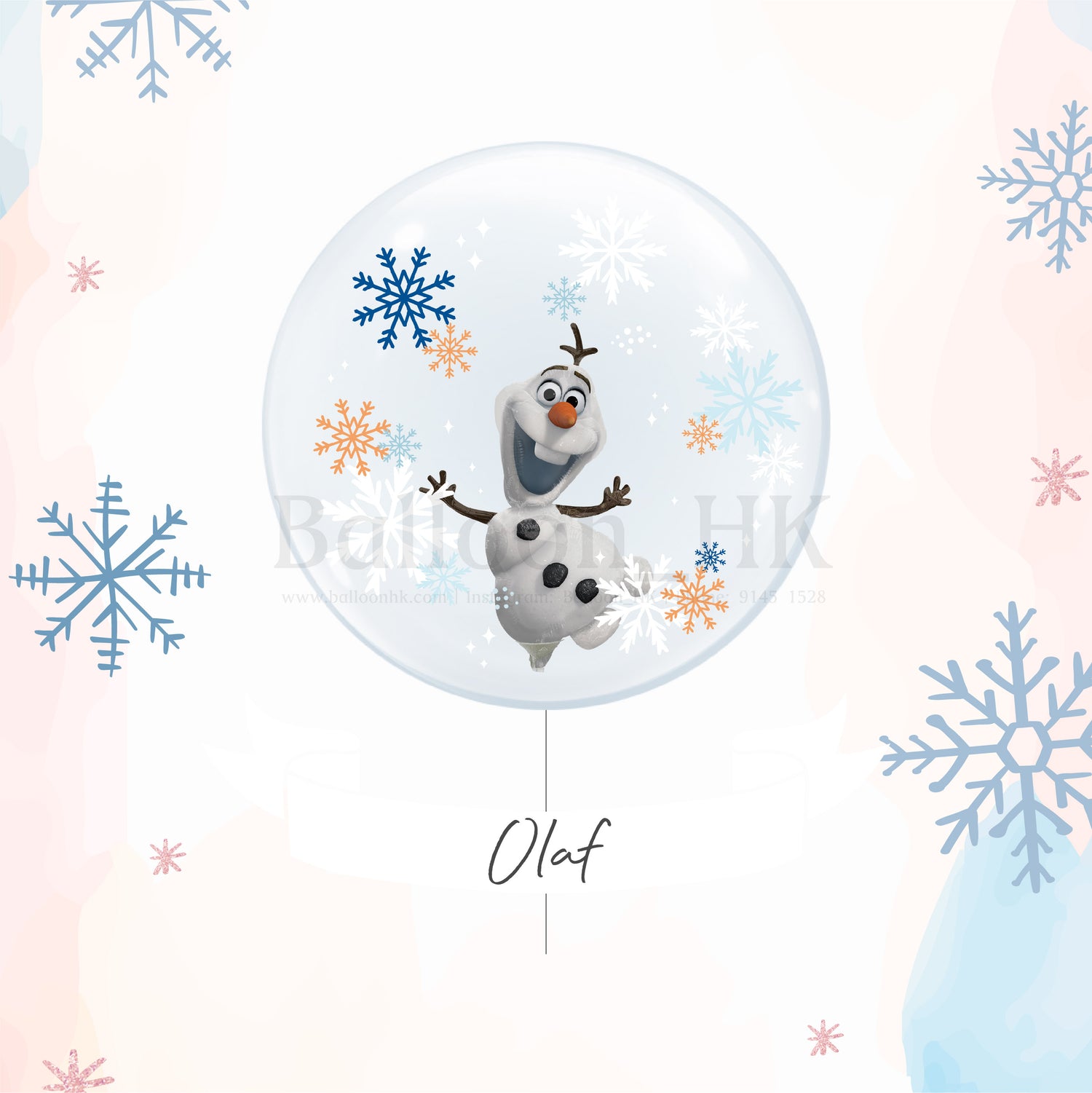 24" 彩印水晶氣球 - Olaf with snowflake