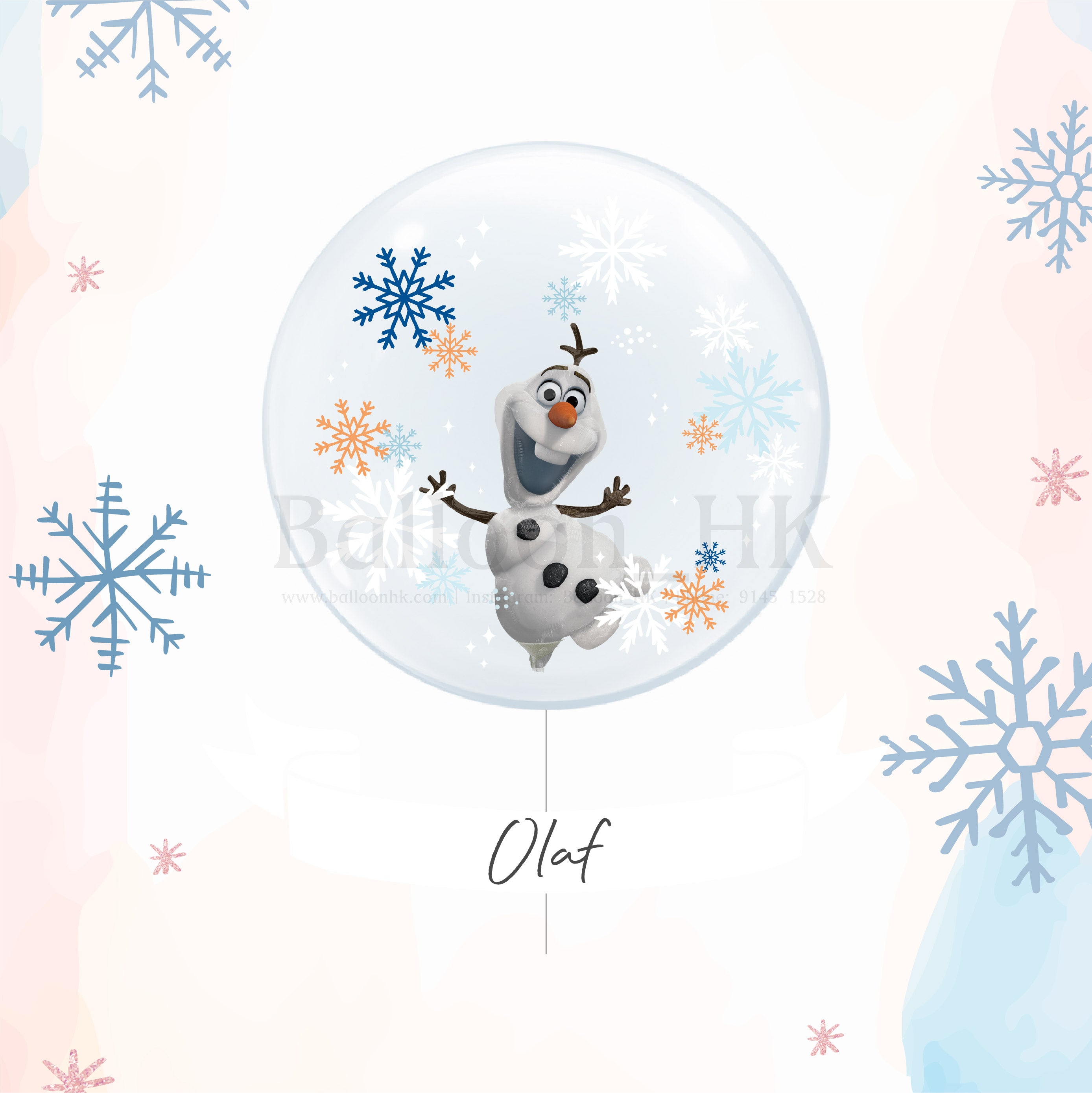24" 彩印水晶氣球 - Olaf with snowflake