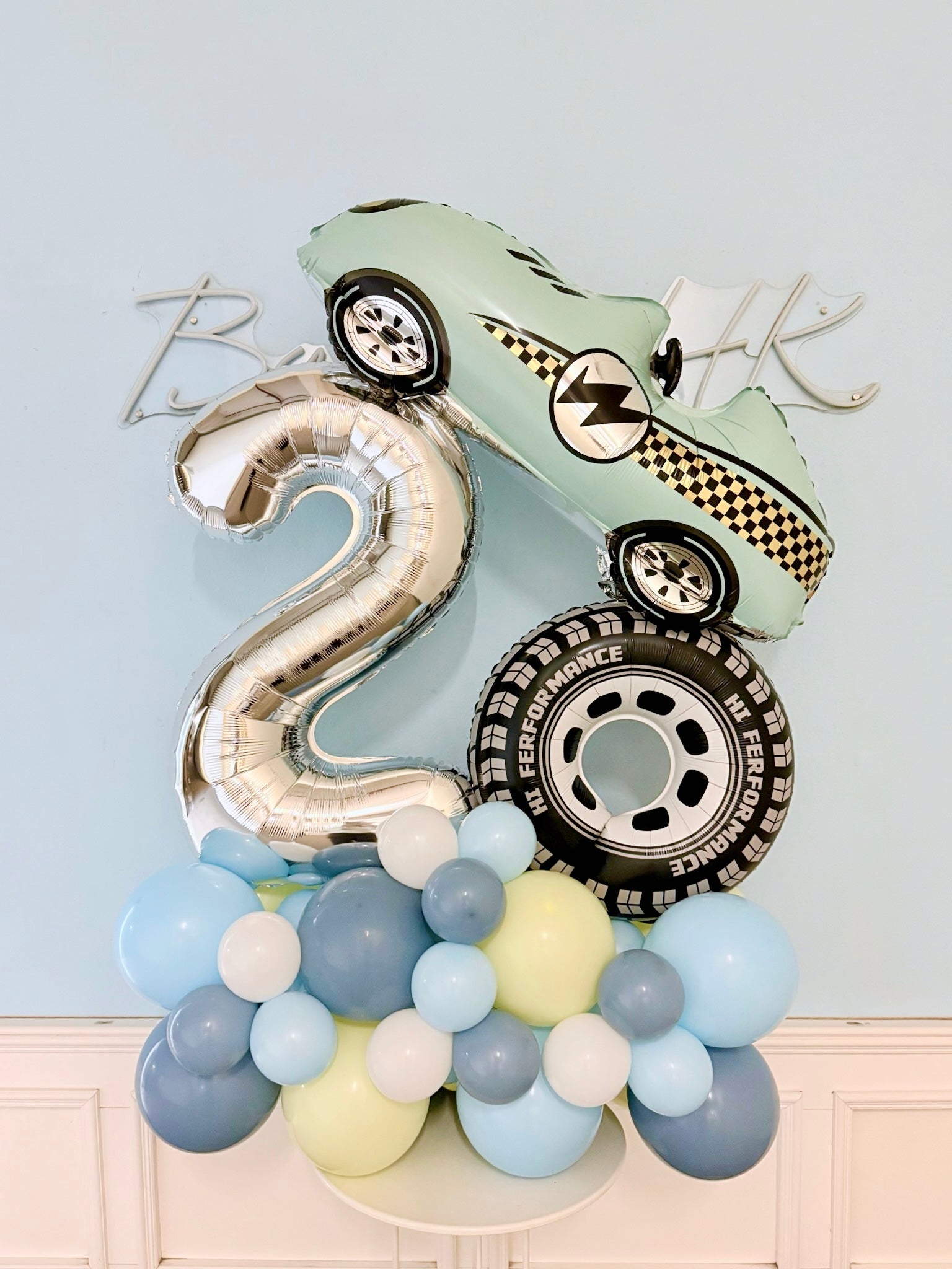 兒童生日氣球底座|跑車氣球|莫蘭迪色