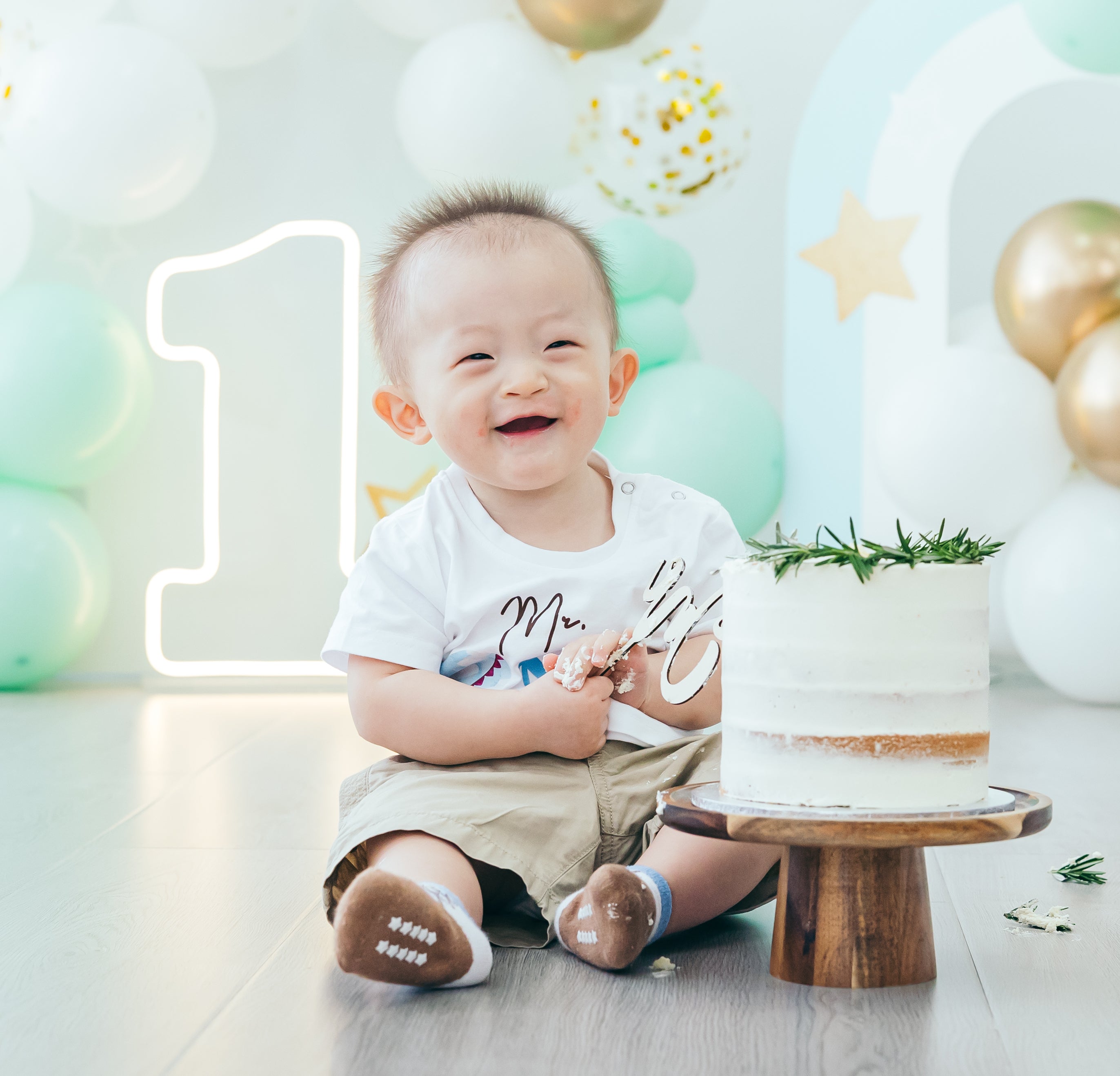 慶祝寶寶1歲生日|數字霓虹燈|暖黃光|數字【1】