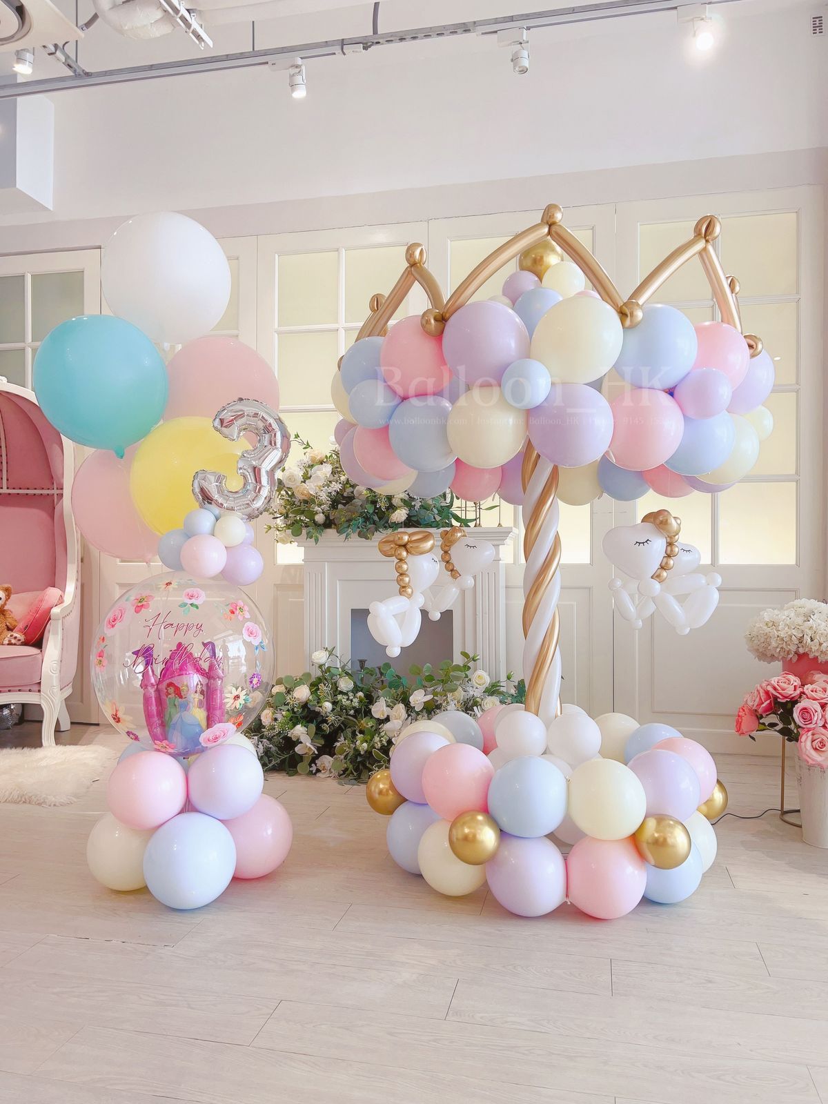 旋轉木馬|百日宴氣球|公主城堡氣球|Balloon HK