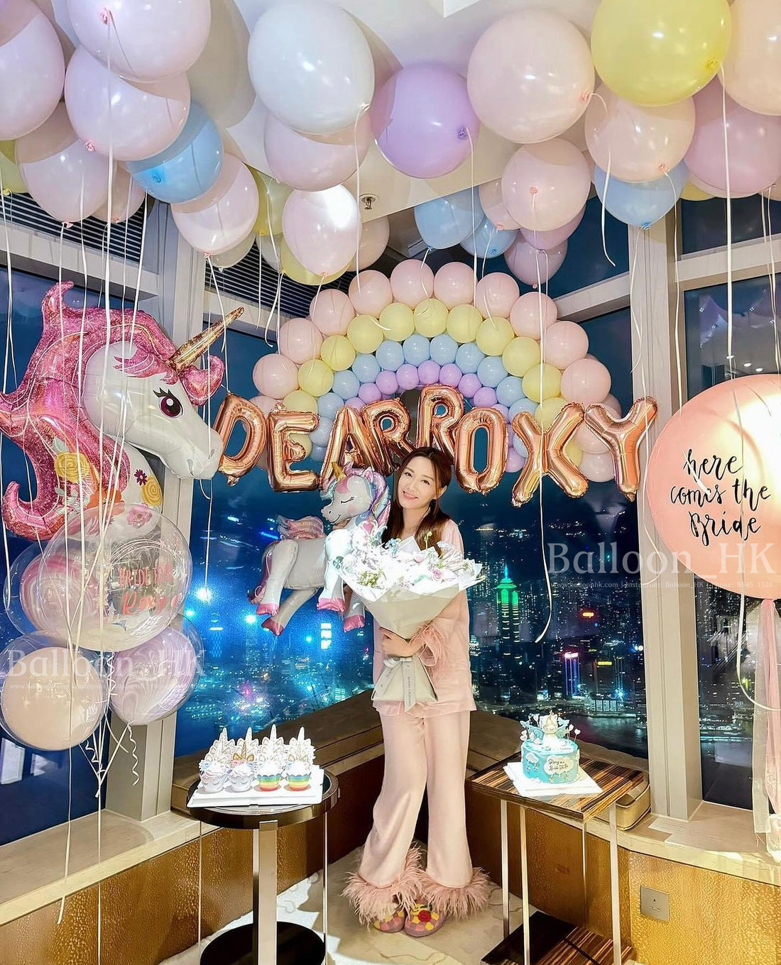 Unicorn氣球|婚前派對佈置|婚前派對氣球|Balloon HK