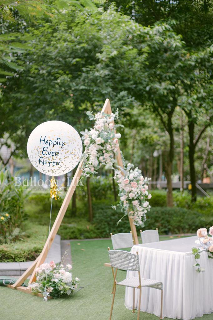 36" 橡膠閃閃透明氣球+1節流蘇 - 婚禮款