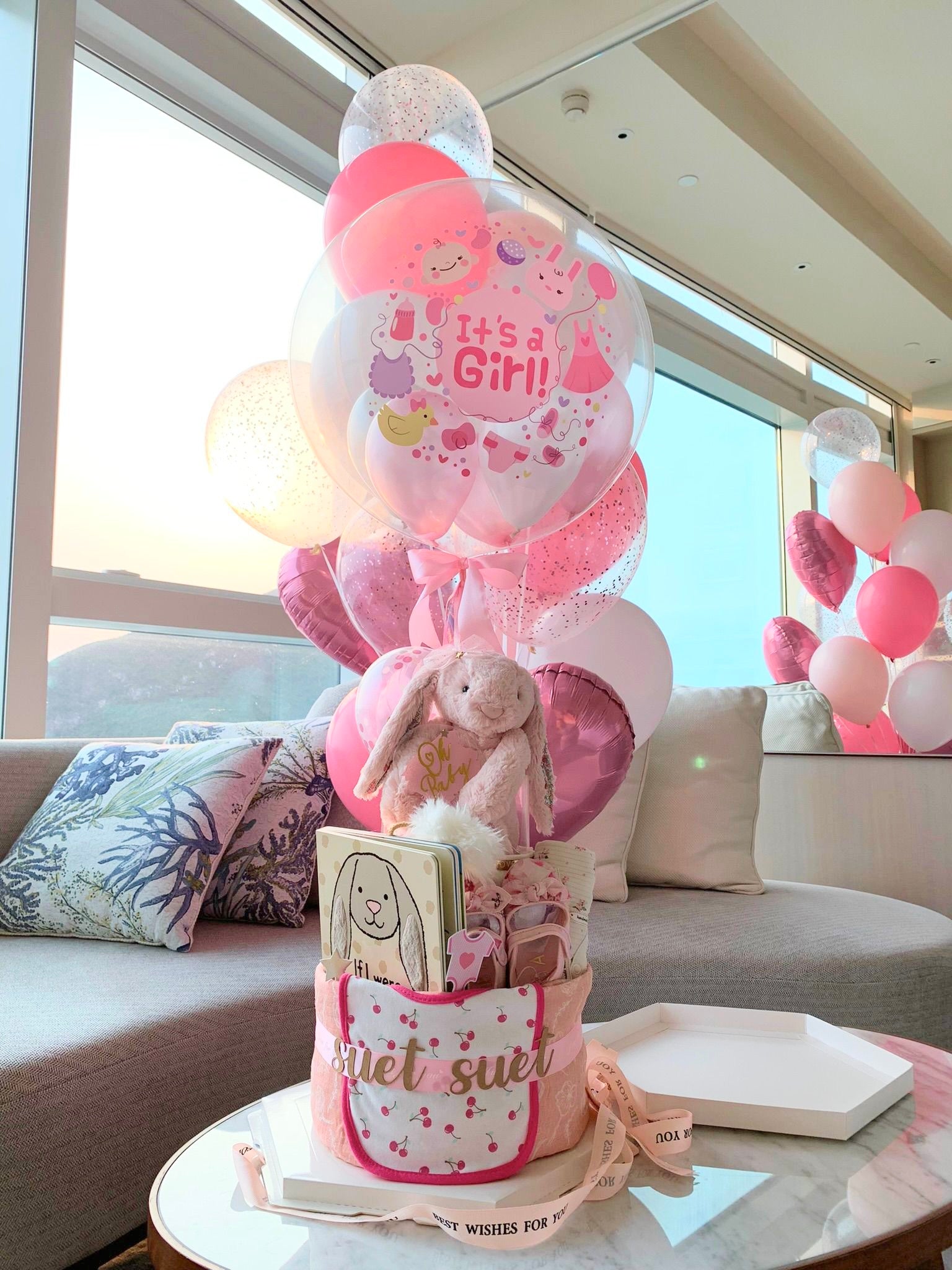 Welcome Baby|新生寶寶禮物|粉紅女寶氣球 | BALLOONHK 氣球專門店