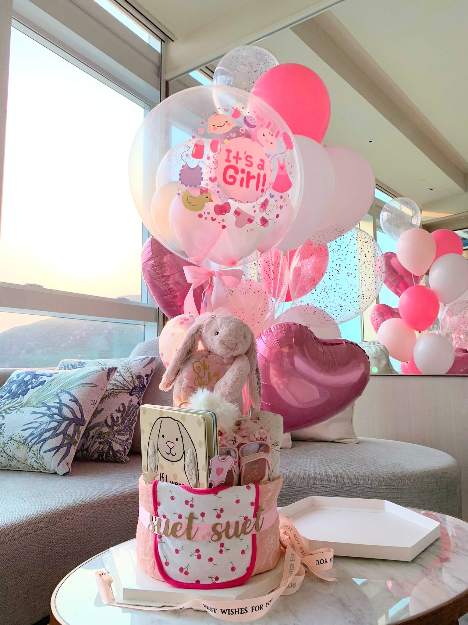 Welcome Baby|新生寶寶禮物|粉紅女寶氣球 | BALLOONHK 氣球專門店