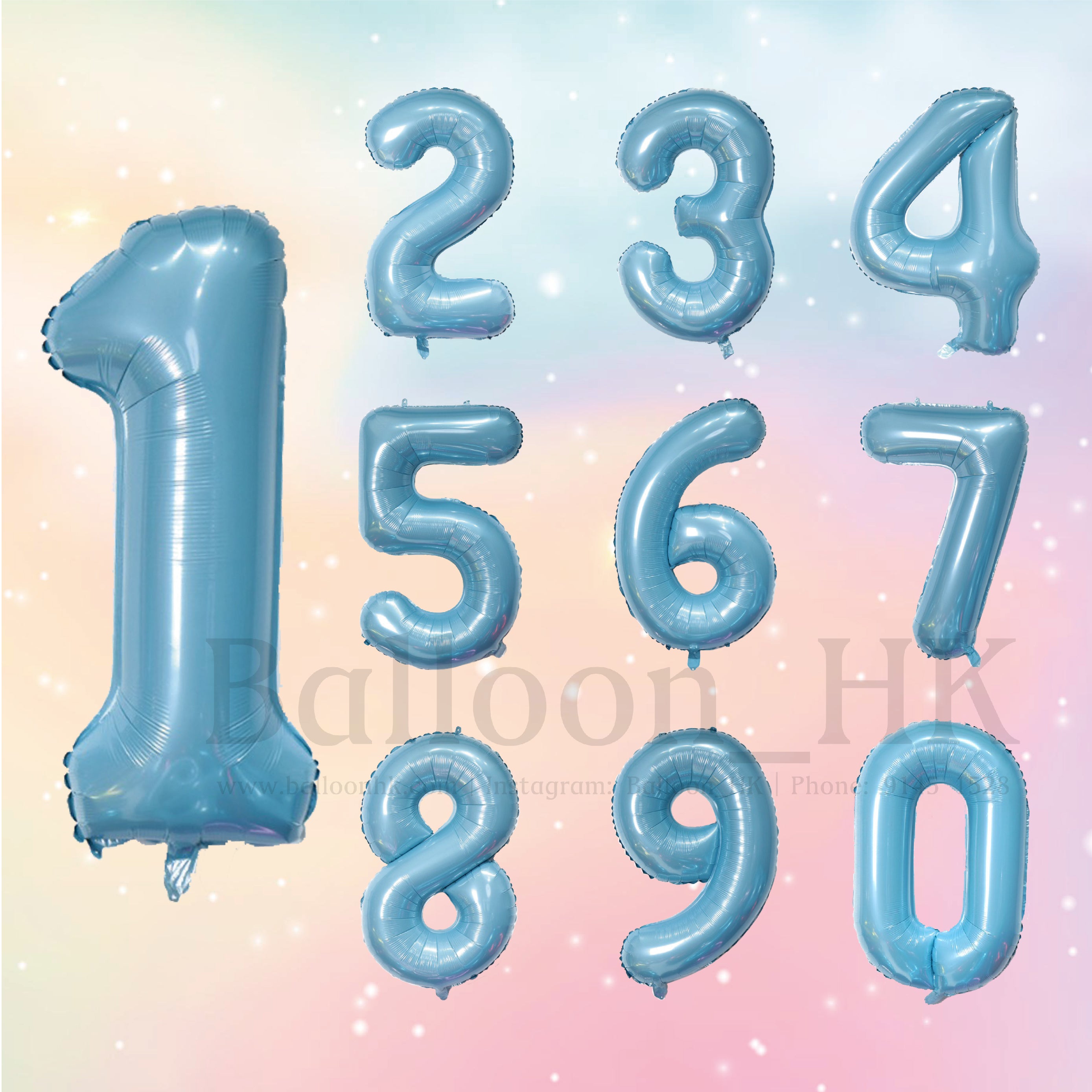 40" 糖果藍色數字