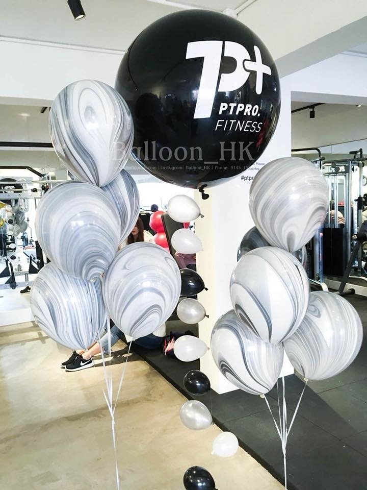 11" 橡膠瑪瑙氣球-黑白色