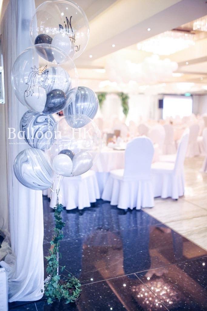 11" 橡膠瑪瑙氣球-黑白色