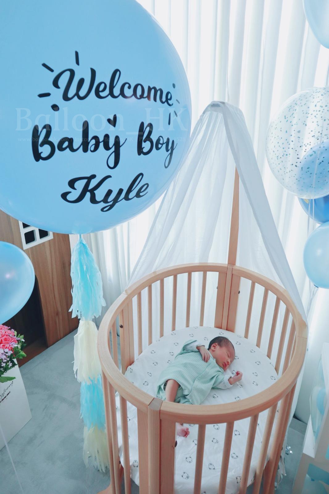 36" 橡膠氣球 - Welcome Baby + 4節流蘇