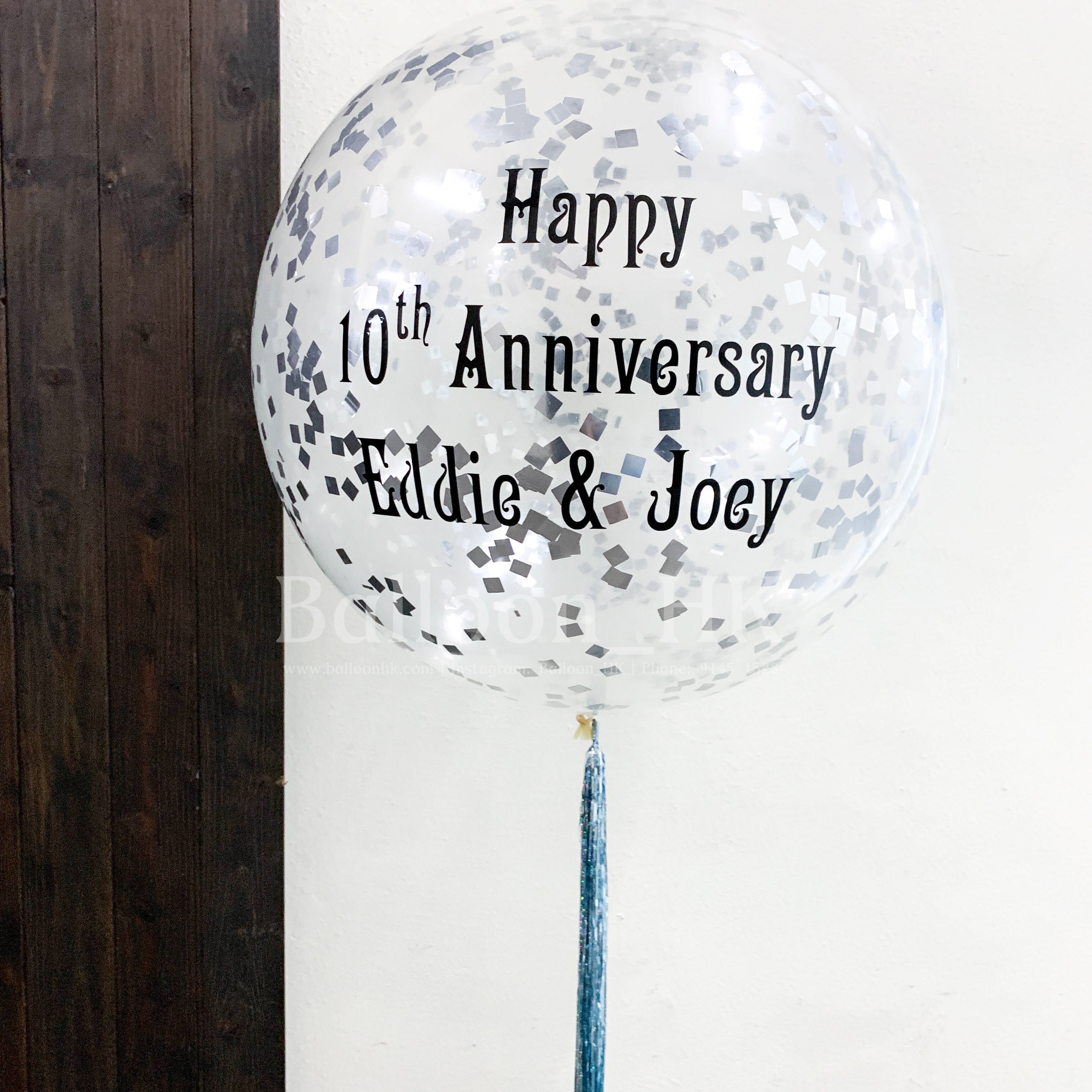 36" 橡膠閃閃氣球 + 長流蘇 - Anniversary