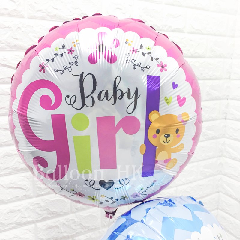 Baby Girl花花小熊 |氫氣球|氦氣球|錫紙氣球| BalloonHK