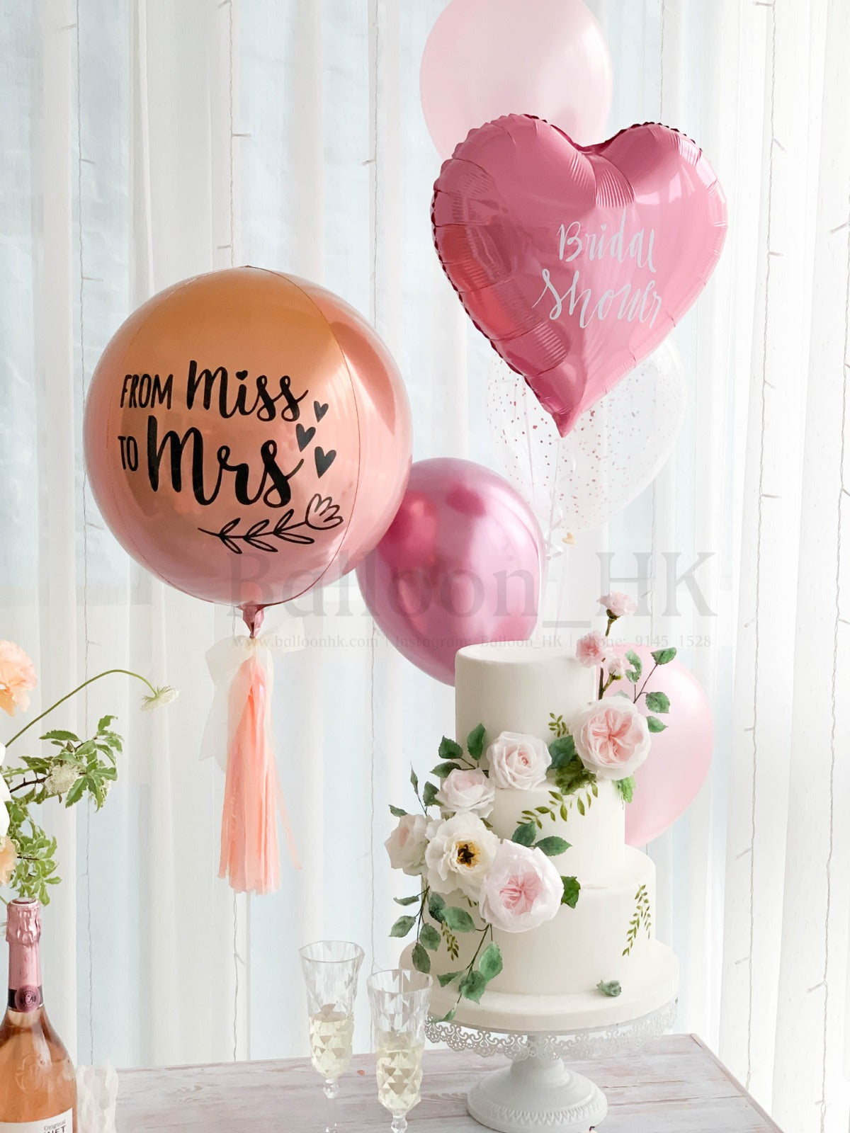 婚前派對氣球|bridal shower佈置|bridal shower氣球| Balloon HK
