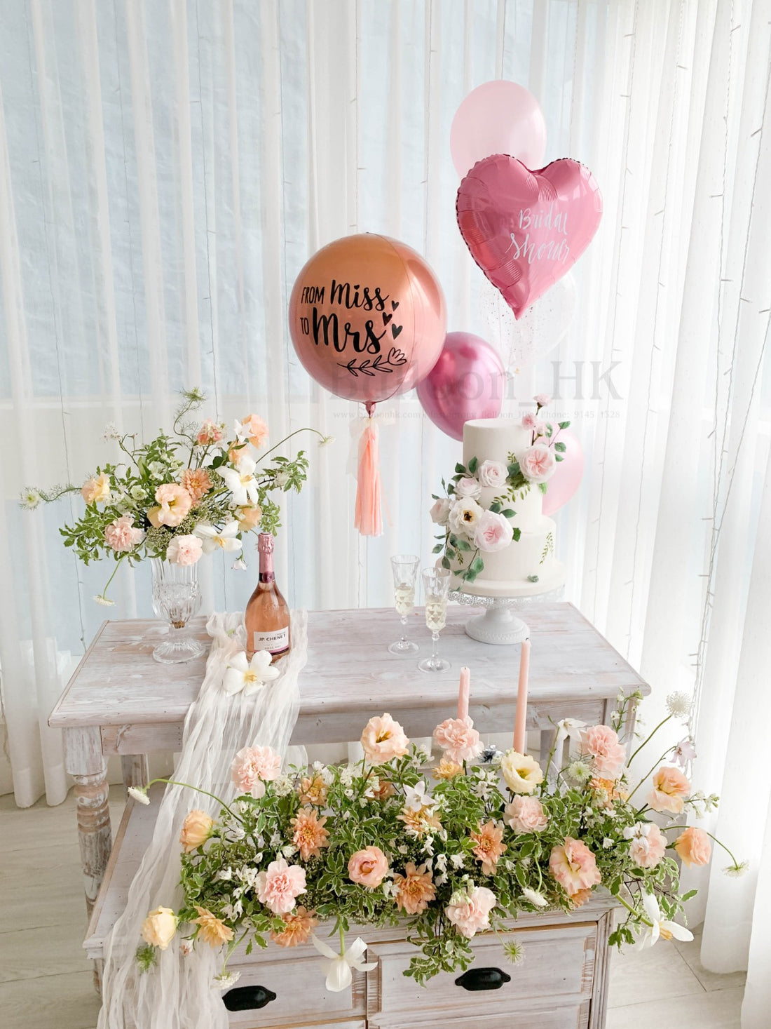 婚前派對氣球|bridal shower佈置|bridal shower氣球| BalloonHK