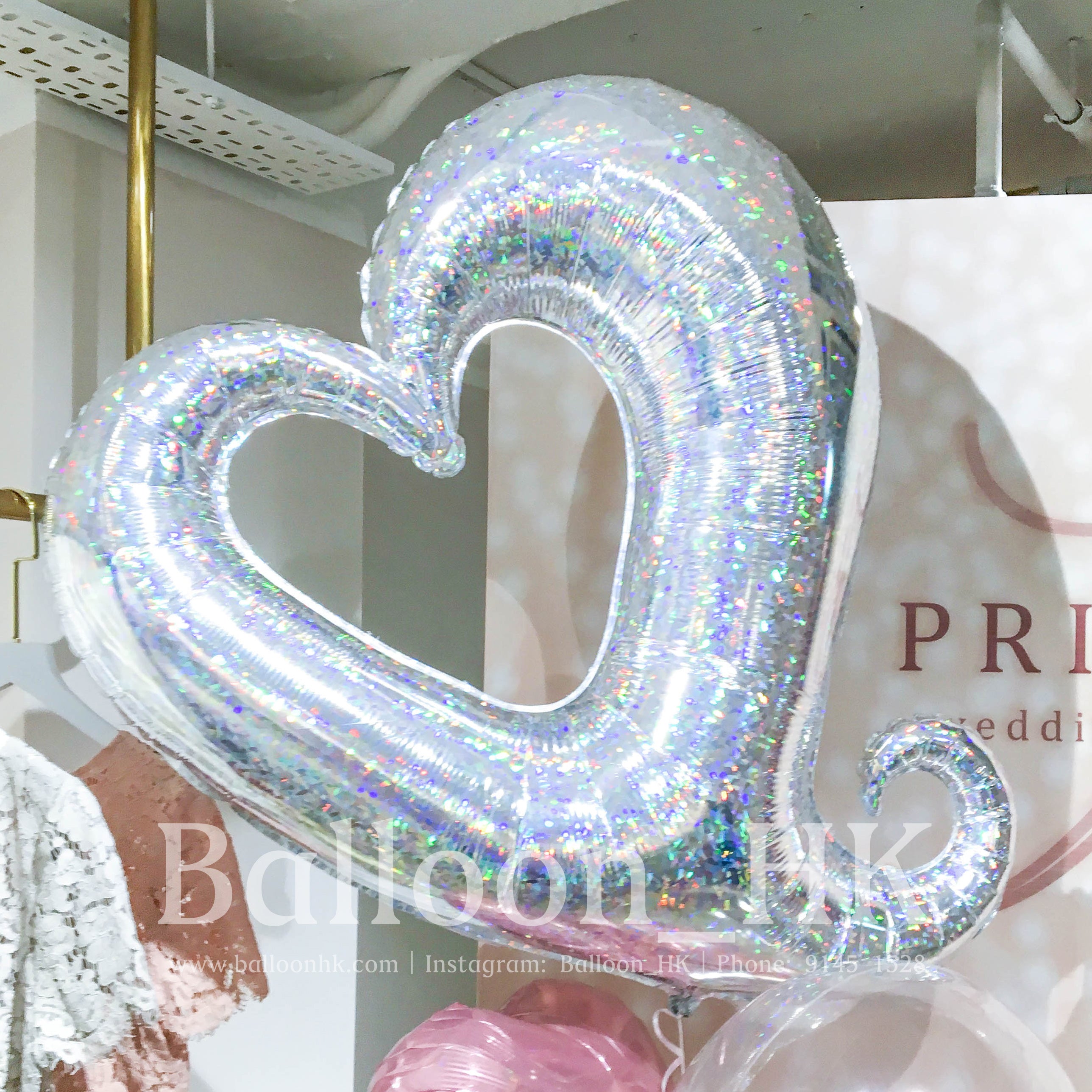 銀色勾勾心氣球 |氫氣球|錫紙氣球| Balloon HK