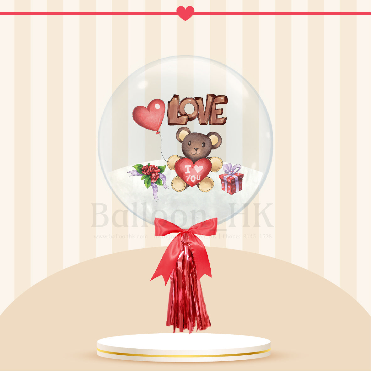 24" 情人節彩印水晶羽毛波 + 裝飾