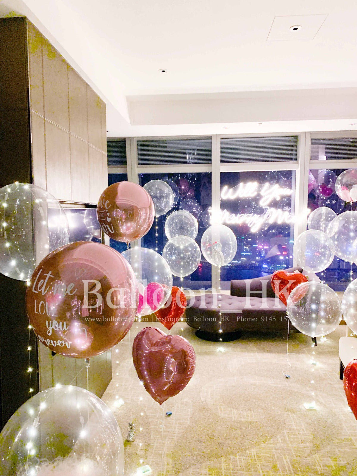 求婚氣球|酒店求婚佈置|求婚裝飾|Balloon HK