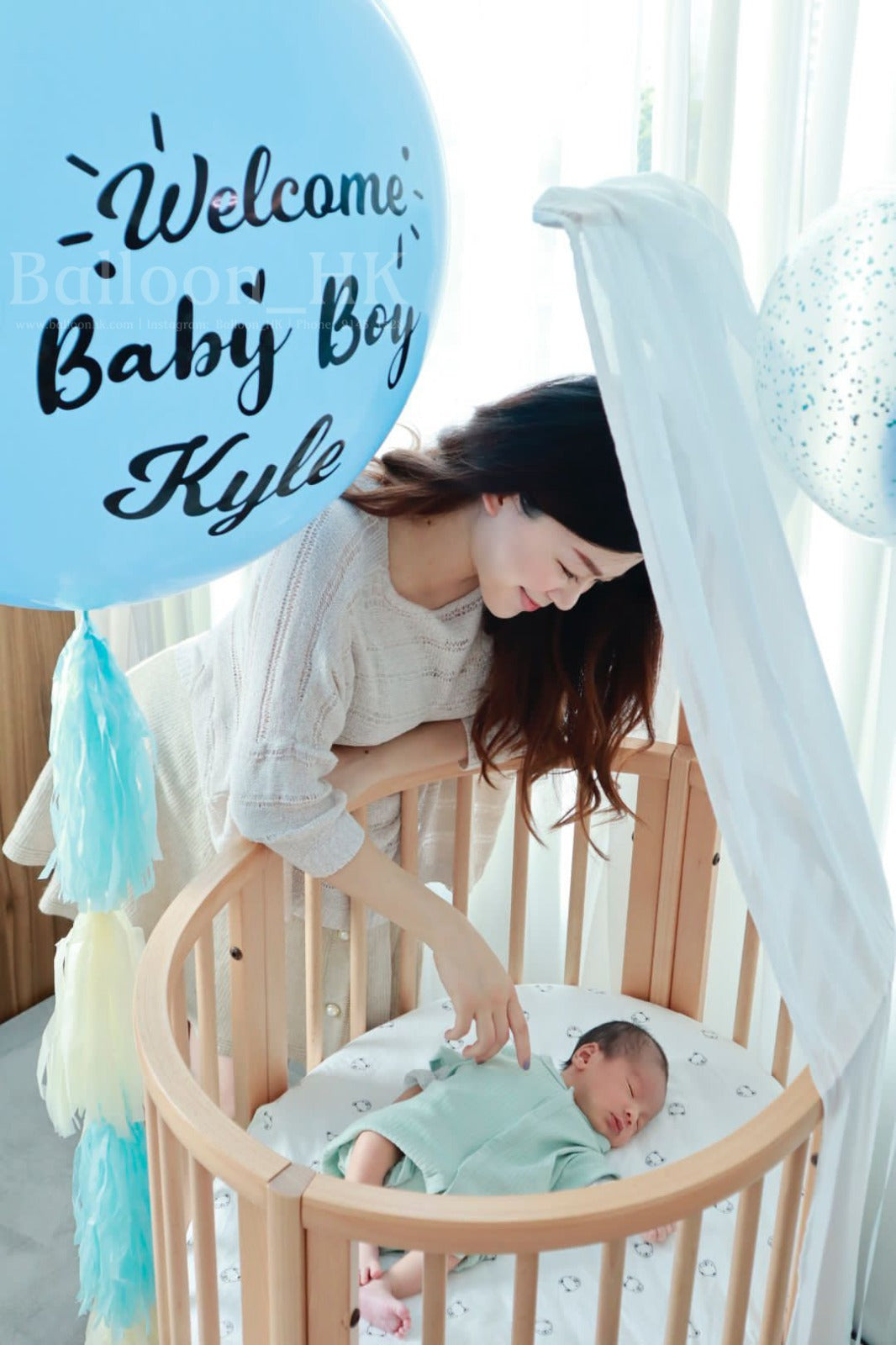 36" 橡膠氣球 - Welcome Baby + 4節流蘇