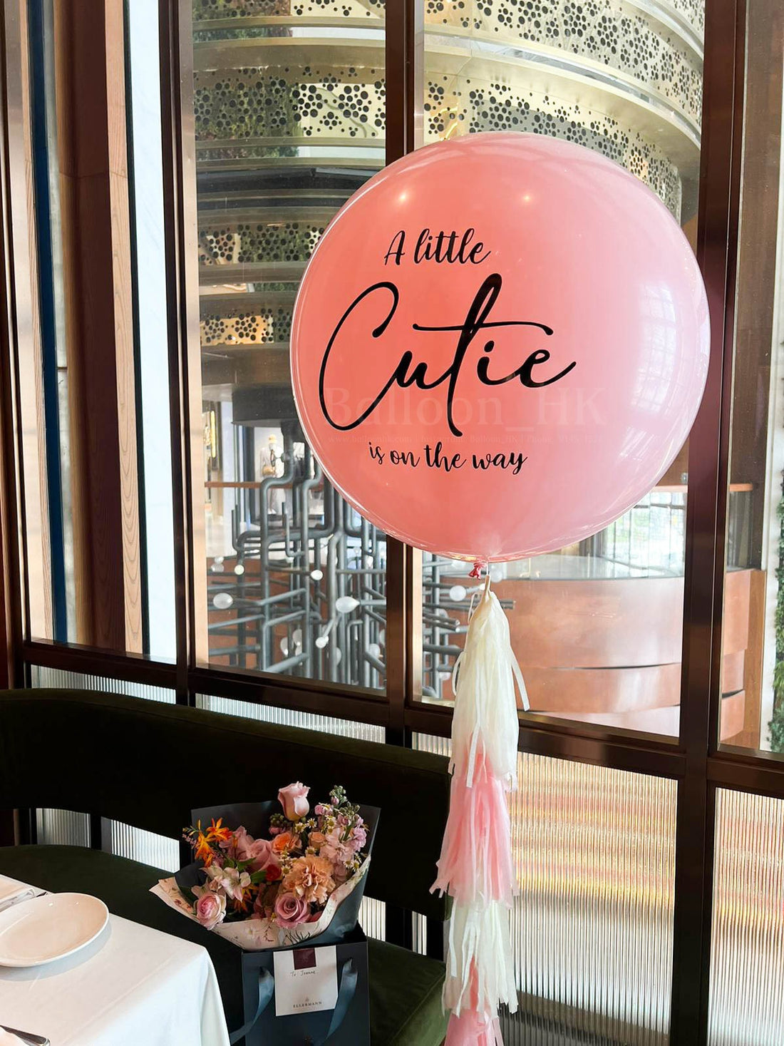 36" 橡膠氣球 - Welcome Baby Girl + 4節流蘇