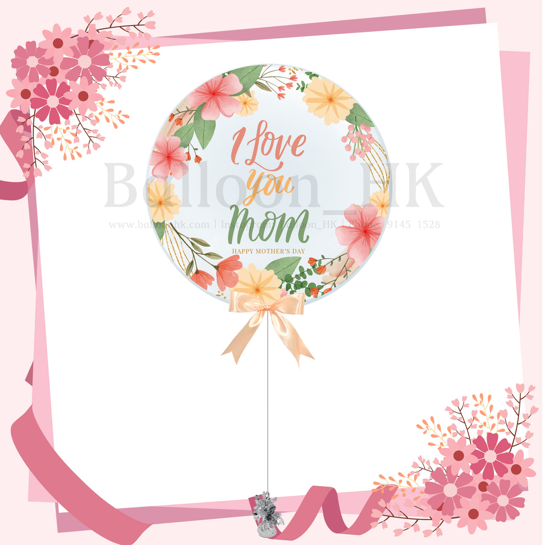 24" 彩印空心水晶氣球 - Full Print - 母親節