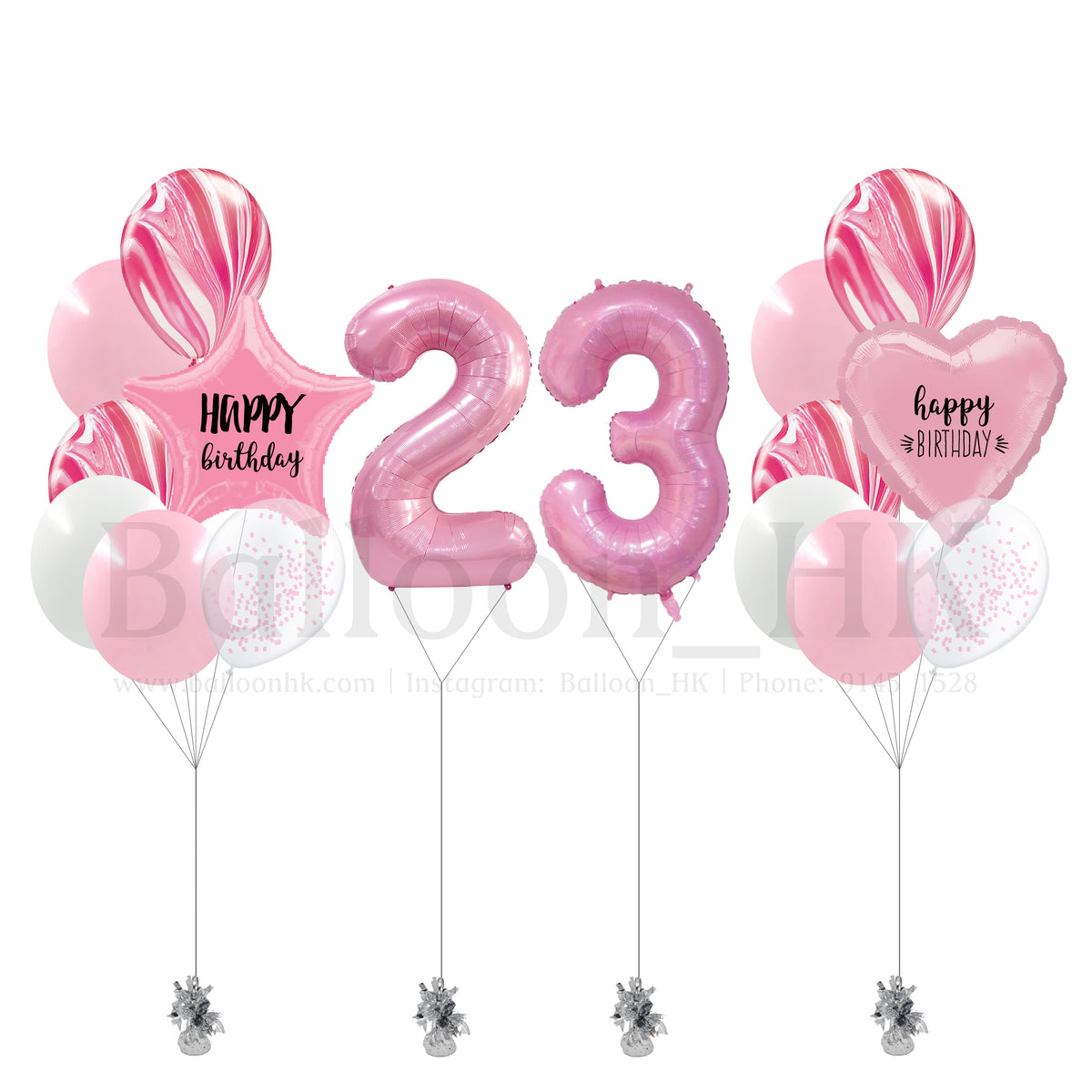 Double Digit 小型生日氣球套裝｜主題配色可選｜數字氣球