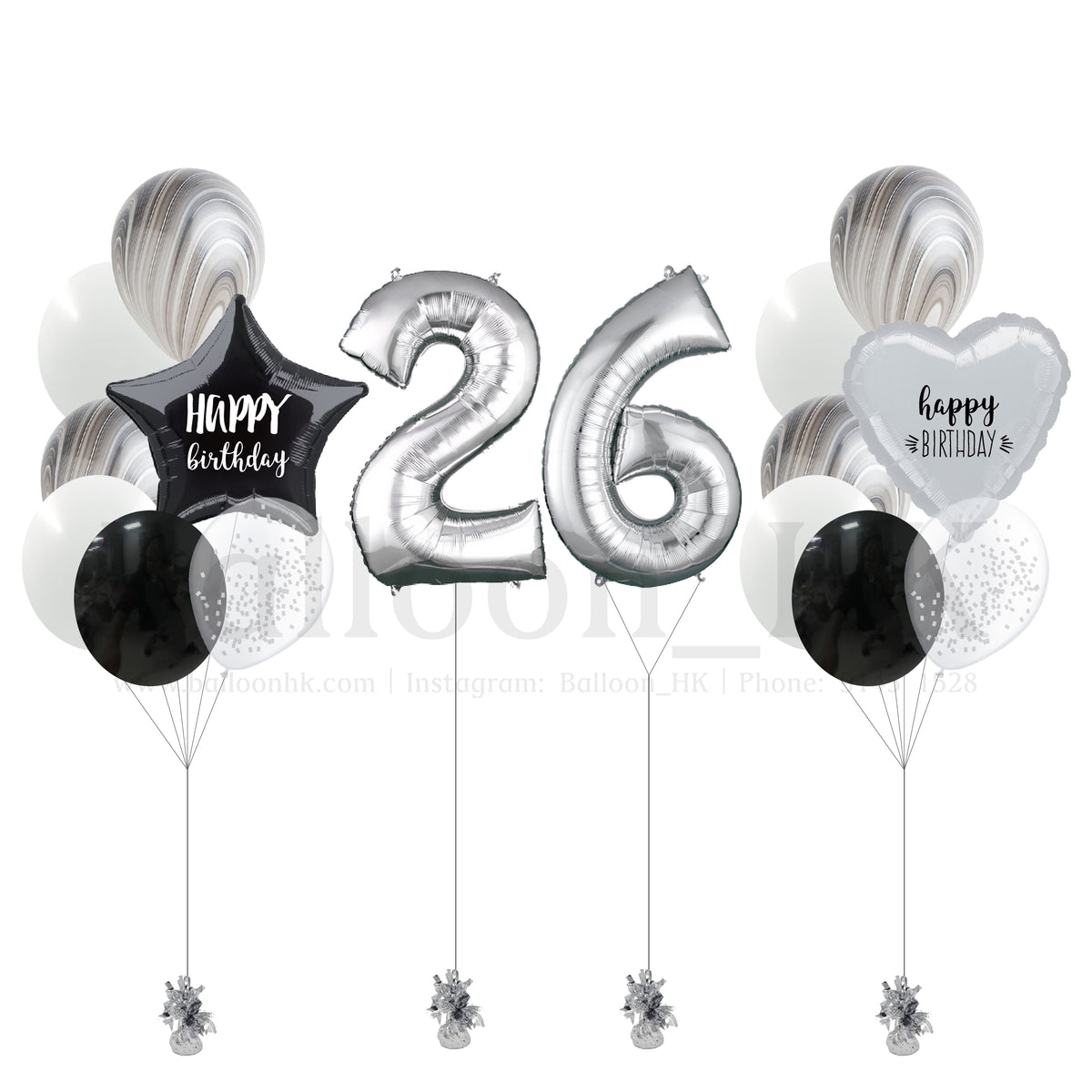 Double Digit 小型生日氣球套裝｜主題配色可選｜數字氣球