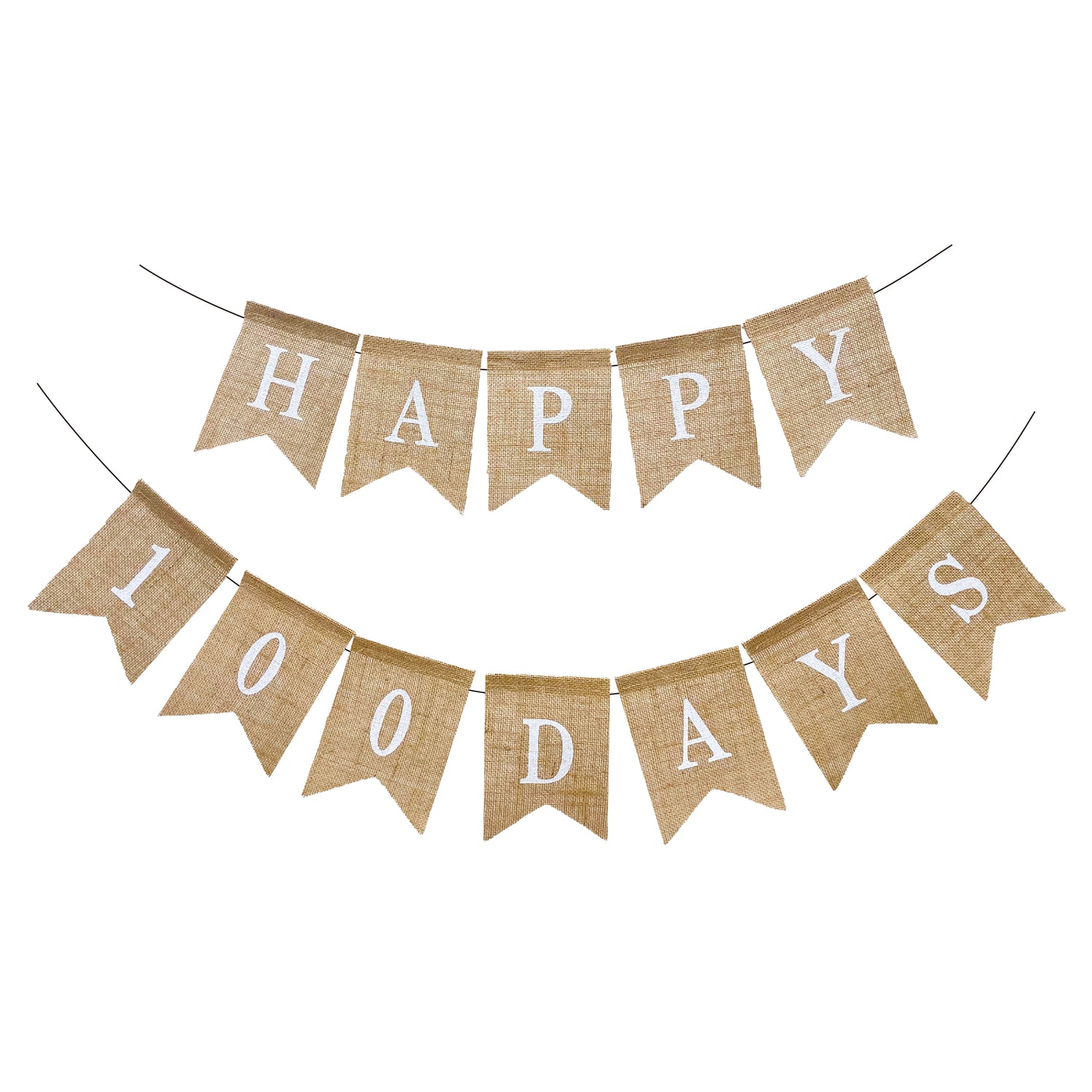 A007B - Happy 100 Days Banner-啡色布料
