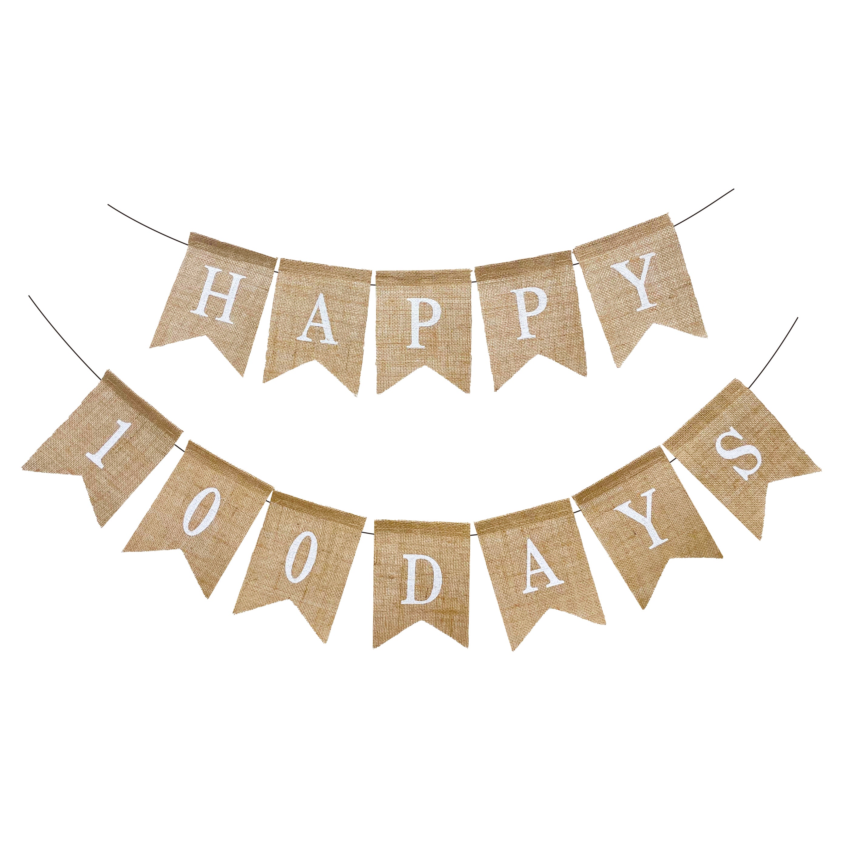 A007B - Happy 100 Days Banner-啡色布料