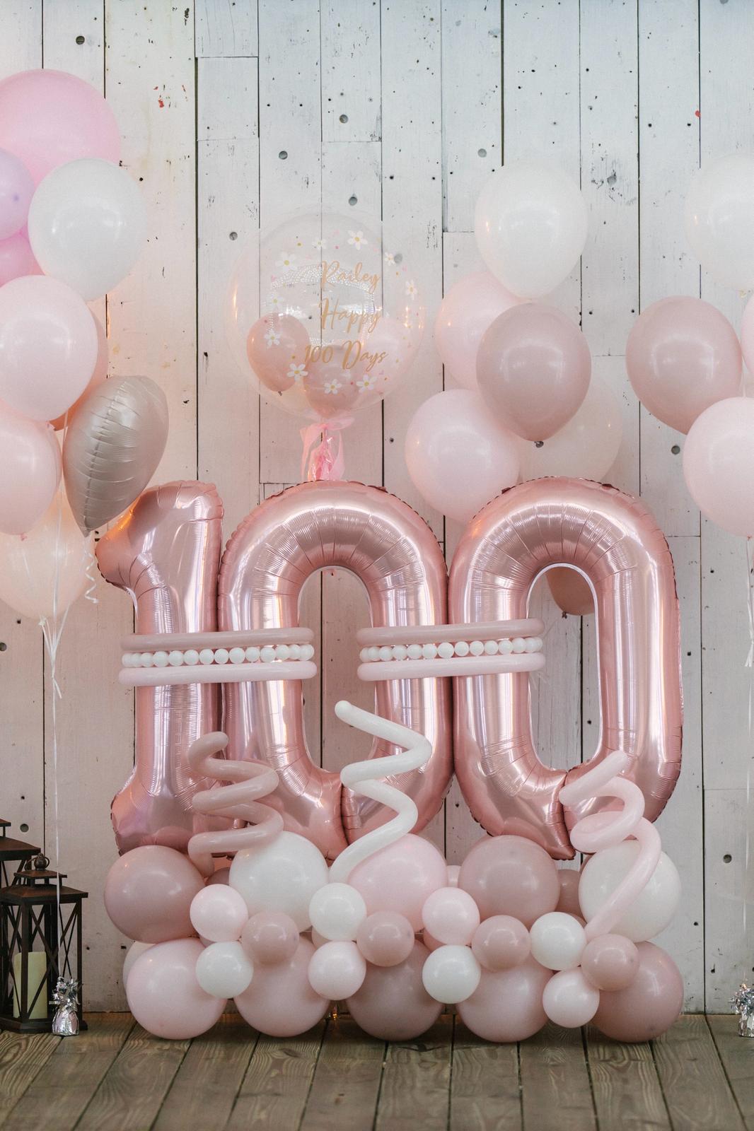 百日宴氣球｜女寶寶百日宴｜百日宴佈置｜BALLOONHK 氣球專門店