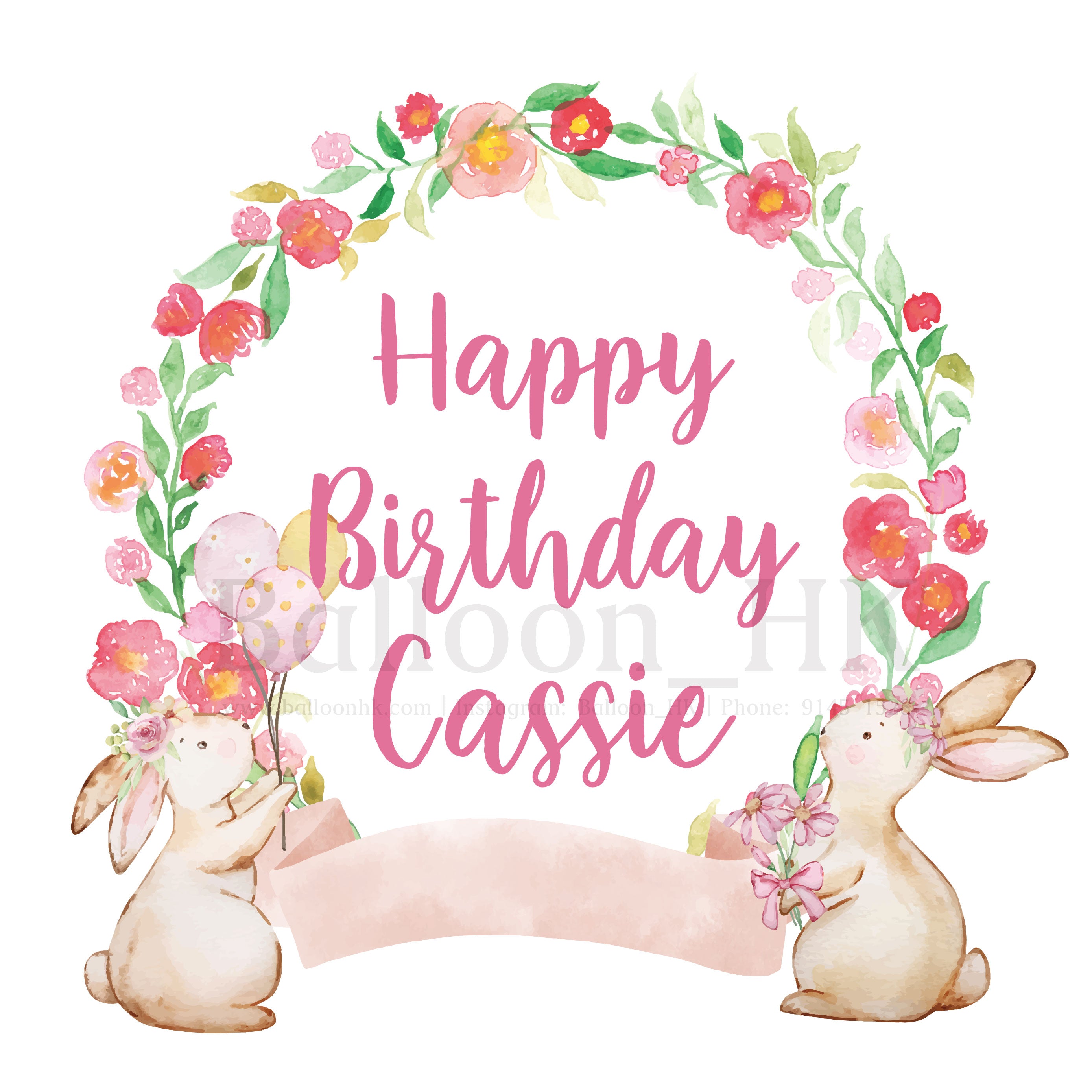 Birthday-Template30-Flower-Rabbit-Cassie – BalloonHK 氣球專門店