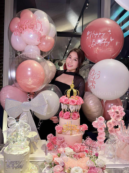精緻浪漫粉色氣球｜生日氣球 ｜生日氣球set ｜ Birthday balloon | BalloonHK