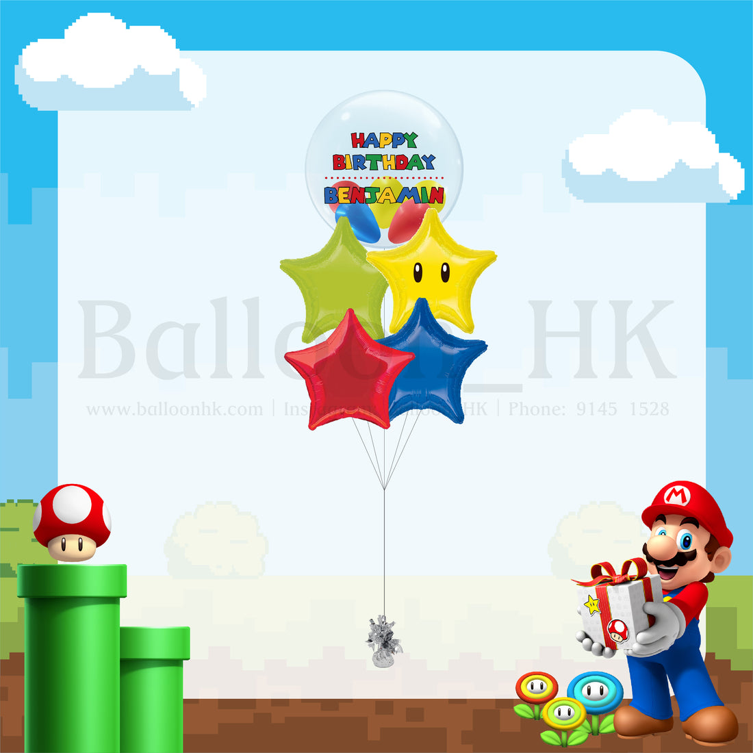 超級瑪利歐氣球｜兒童生日氣球｜卡通氣球｜Balloon HK