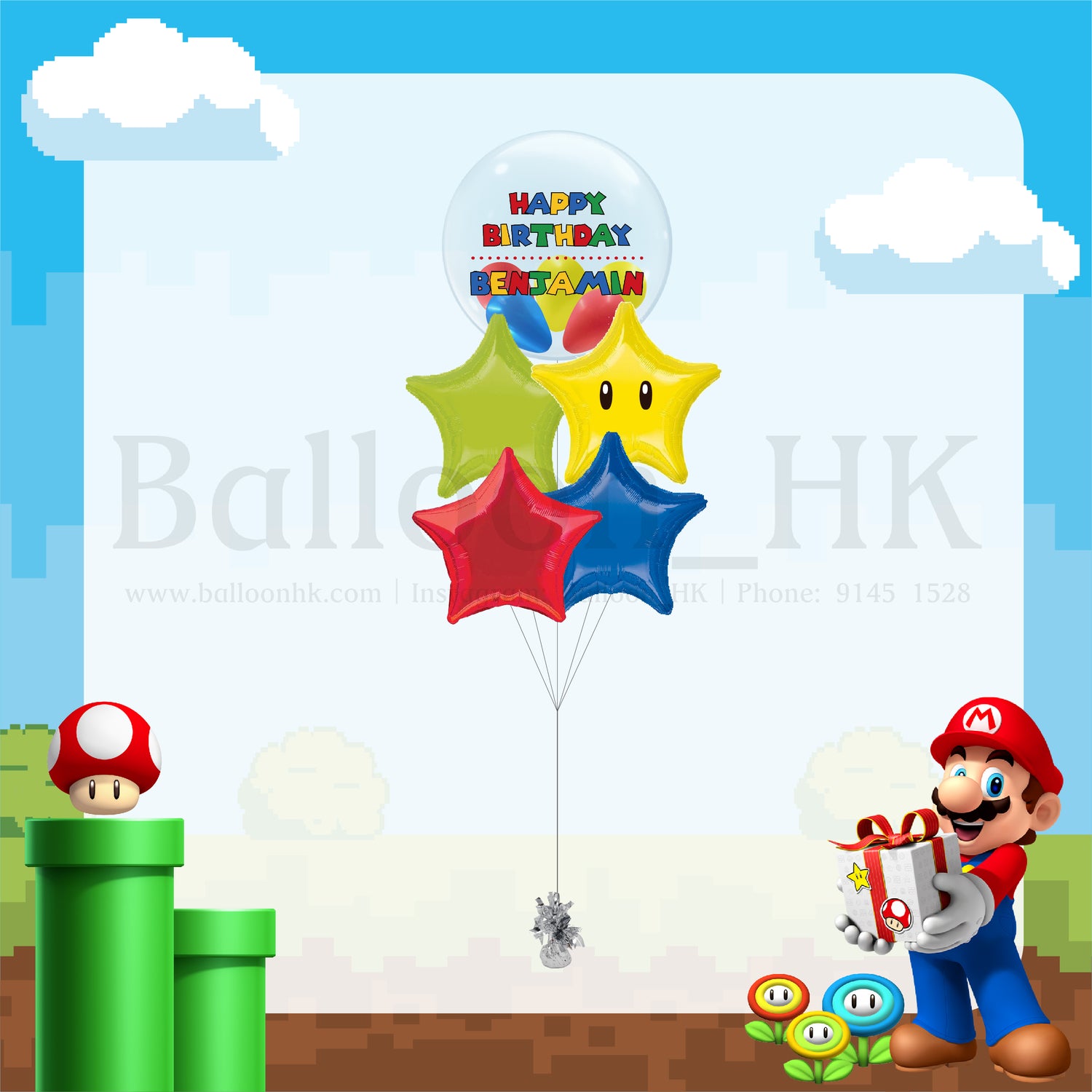 超級瑪利歐氣球｜兒童生日氣球｜卡通氣球｜Balloon HK