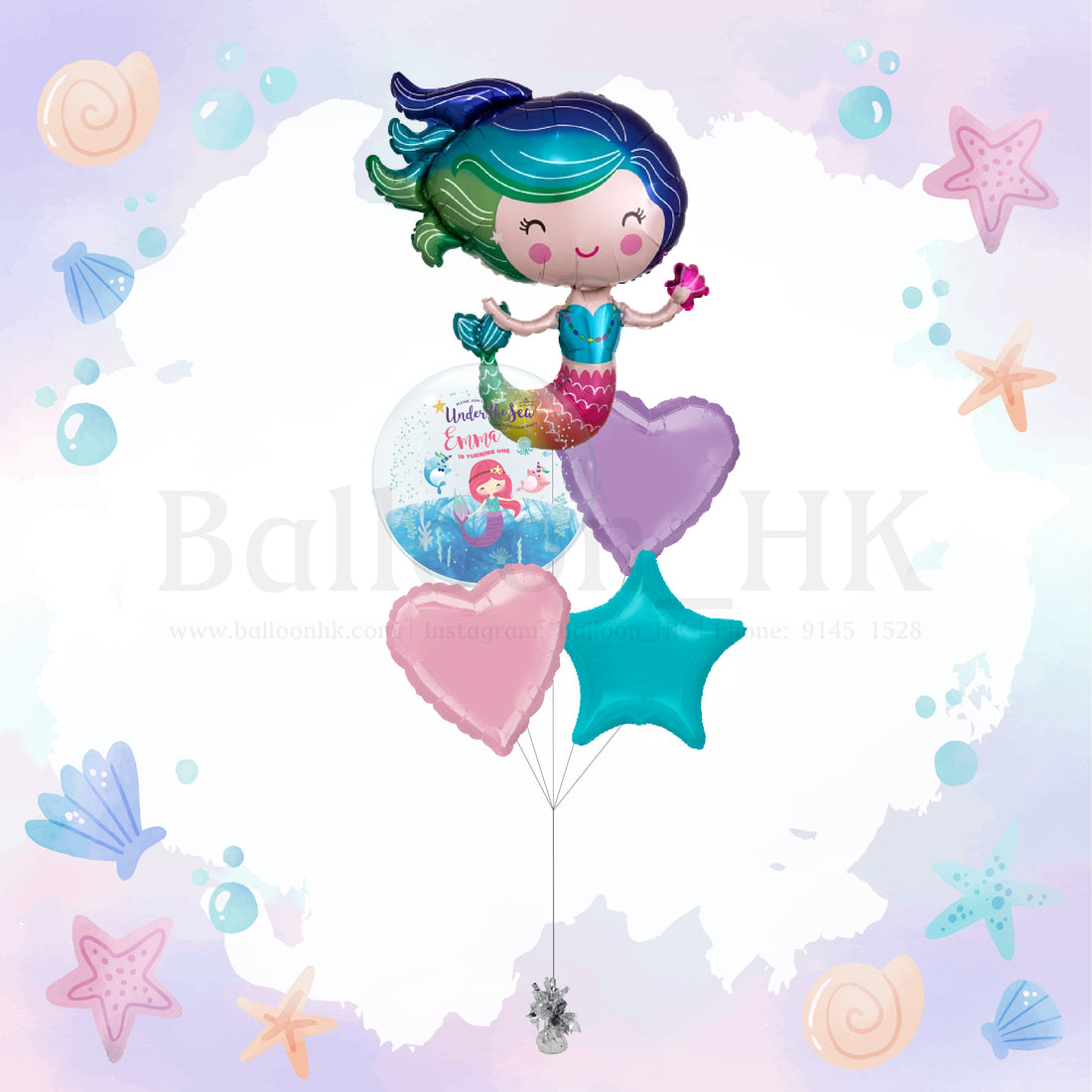 兒童生日派對氣球｜Message氣球｜美人魚氣球｜BalloonHK
