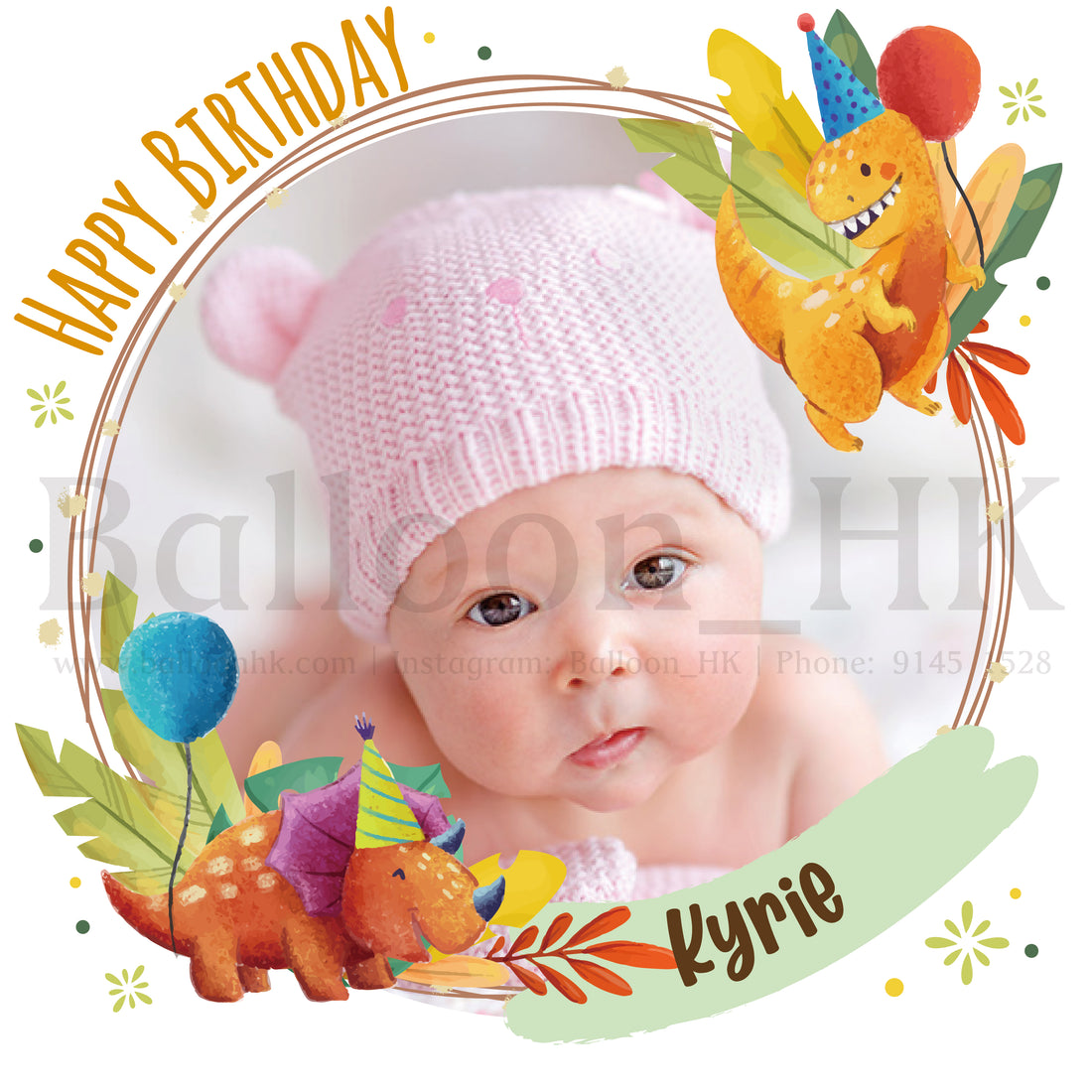 Dinosaur-Frame-02-Orange-Dino-HBD-Kyrie