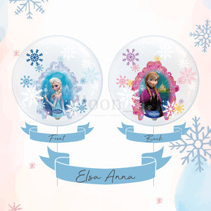 24" 彩印水晶氣球 - Elsa Anna with snowflake (3天預訂)