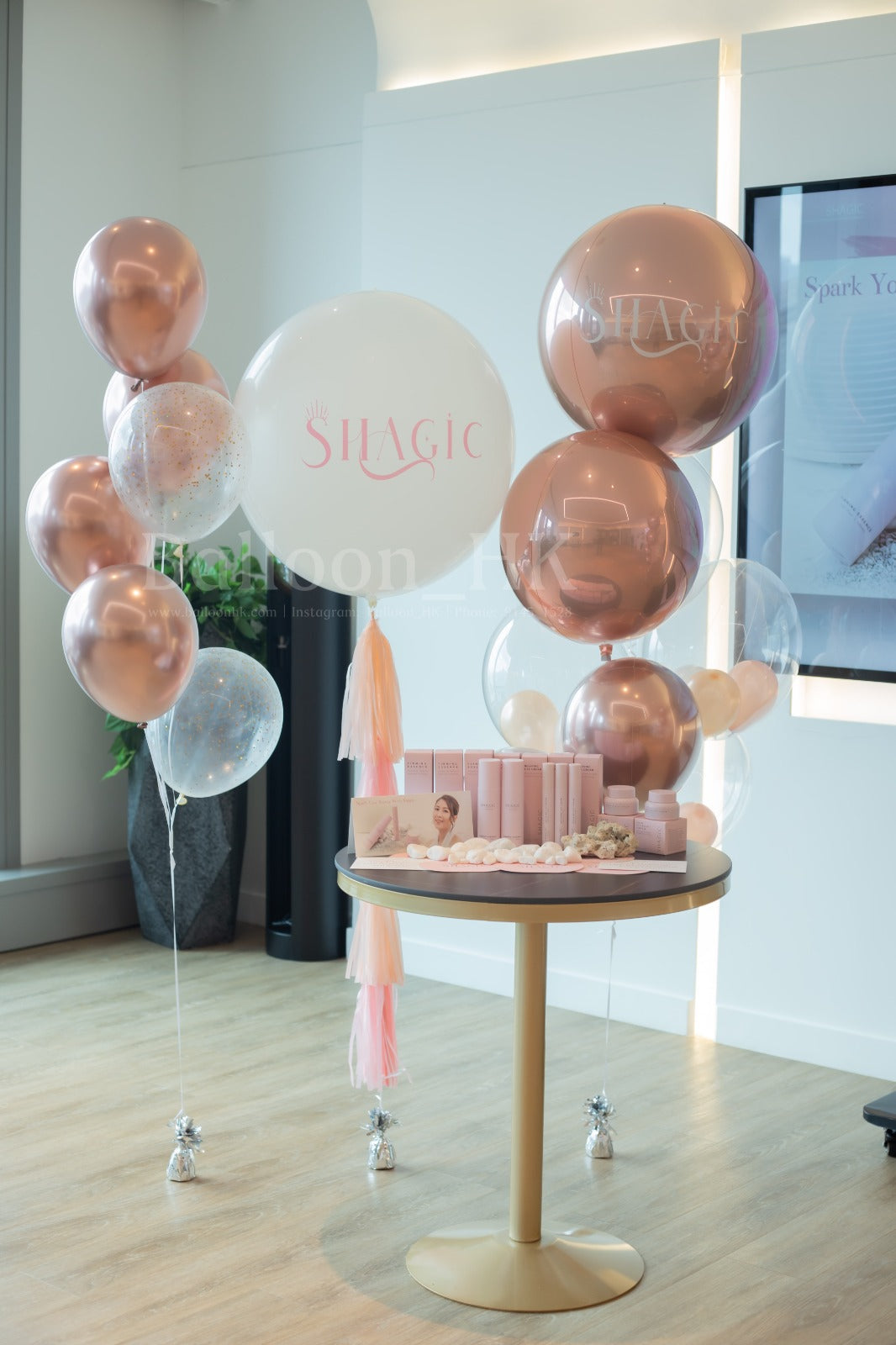 高顏值玫瑰金Grand Opening氣球｜開幕活動｜新店開張｜ Logo印刷氣球｜BALLOON HK 氣球專門店