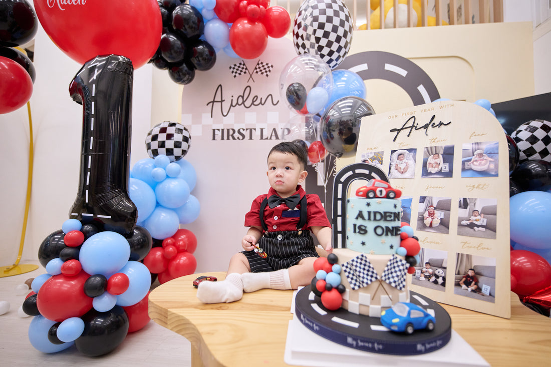 Aiden 1st Birthday｜車車主題｜生日會氣球佈置