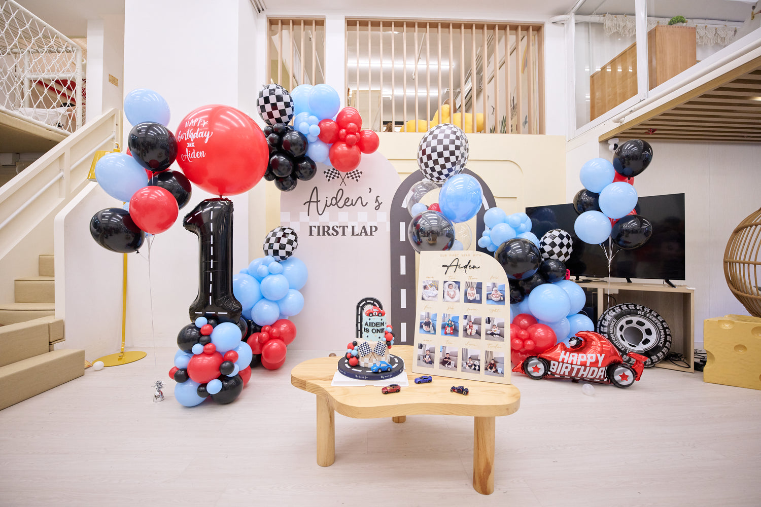 Aiden 1st Birthday｜車車主題｜生日會氣球佈置