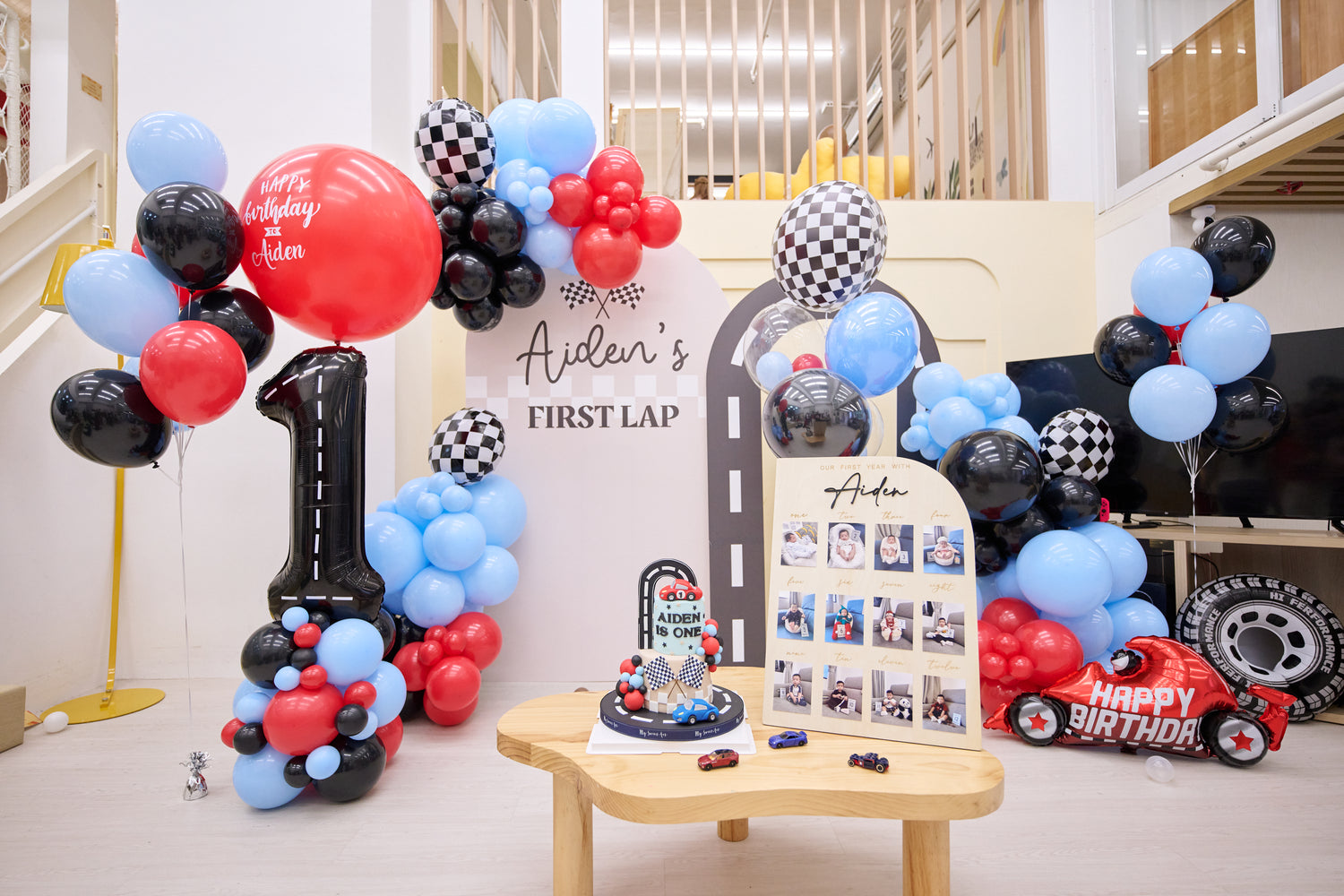 Aiden 1st Birthday｜車車主題｜生日會氣球佈置