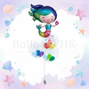 Colorful Mermaid 氣球束 6 (3天預訂)