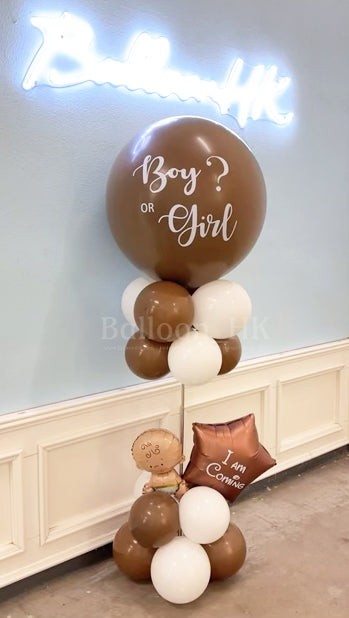 Baby Gender Reveal 站立式氣球底座 - 啡色款