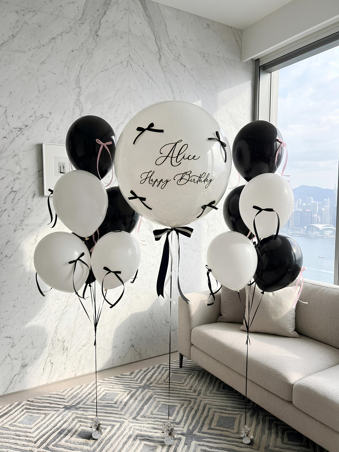 黑白氣球 | 生日氣球 | 蝴蝶結氣球 | 型格黑 | BALLOONHK 氣球專門店