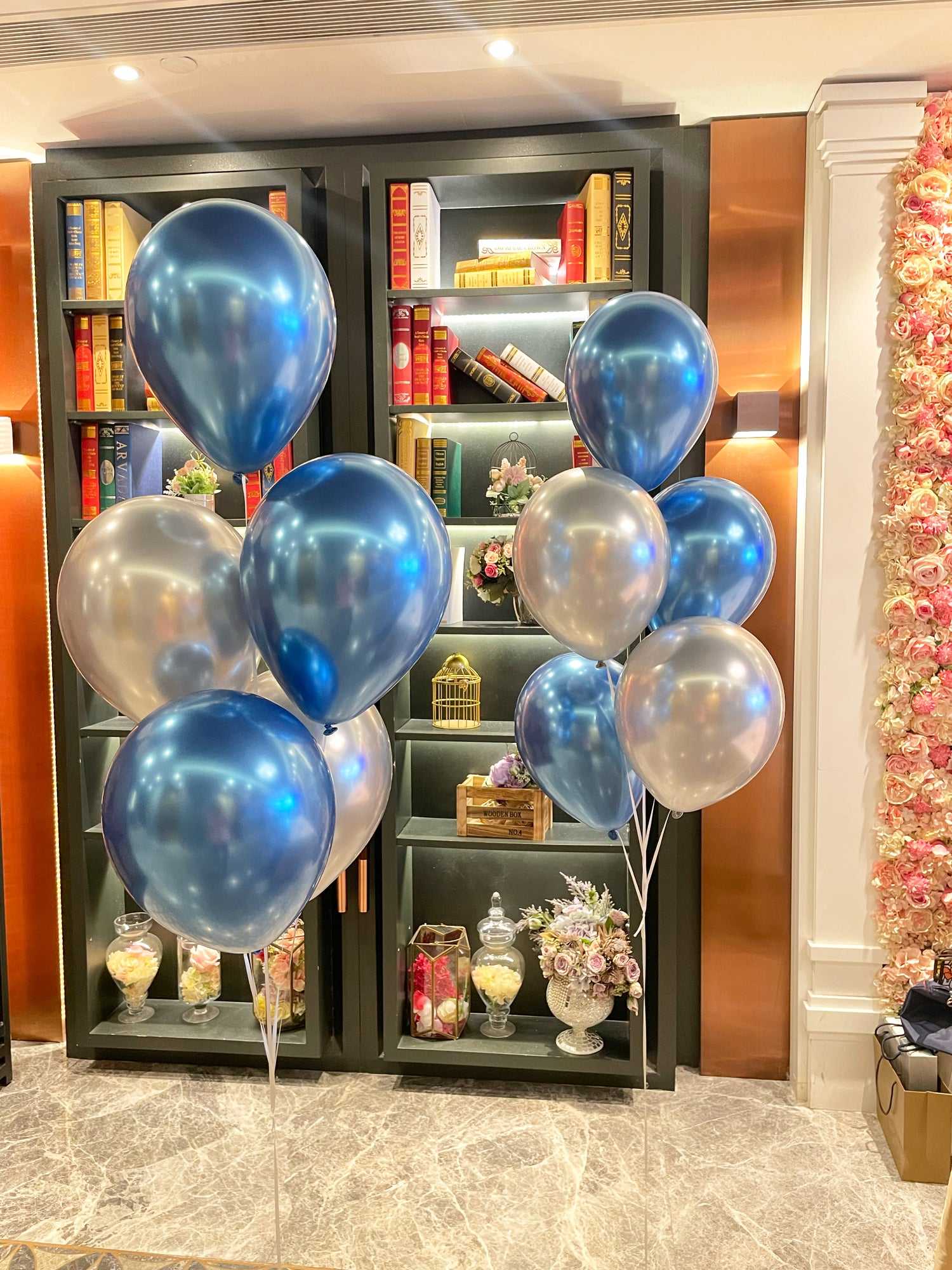 金屬午夜藍銀色氣球束 ｜慶祝活動/男士生日必備