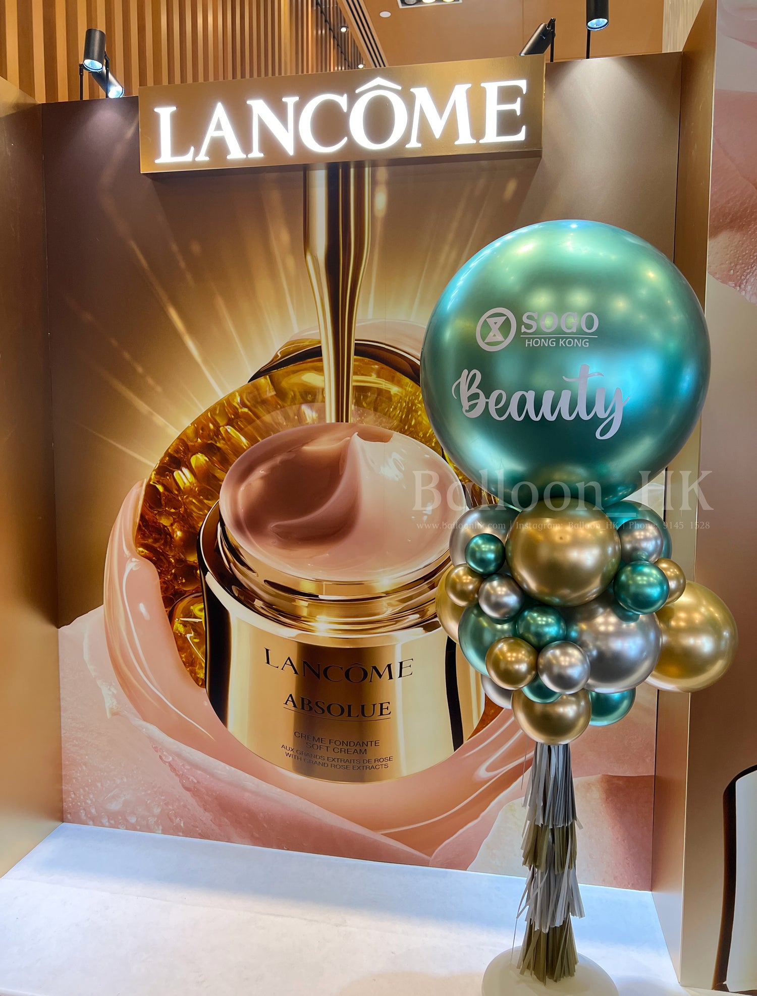 Langham Beauty金屬氣球柱|美妝節|品牌快閃店佈置|高級感 – BalloonHK 氣球專門店