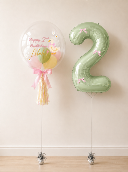 鴨子主題｜Goose｜蝴蝶結｜女童生日 ｜柔和色｜BALLOONHK 氣球專門店